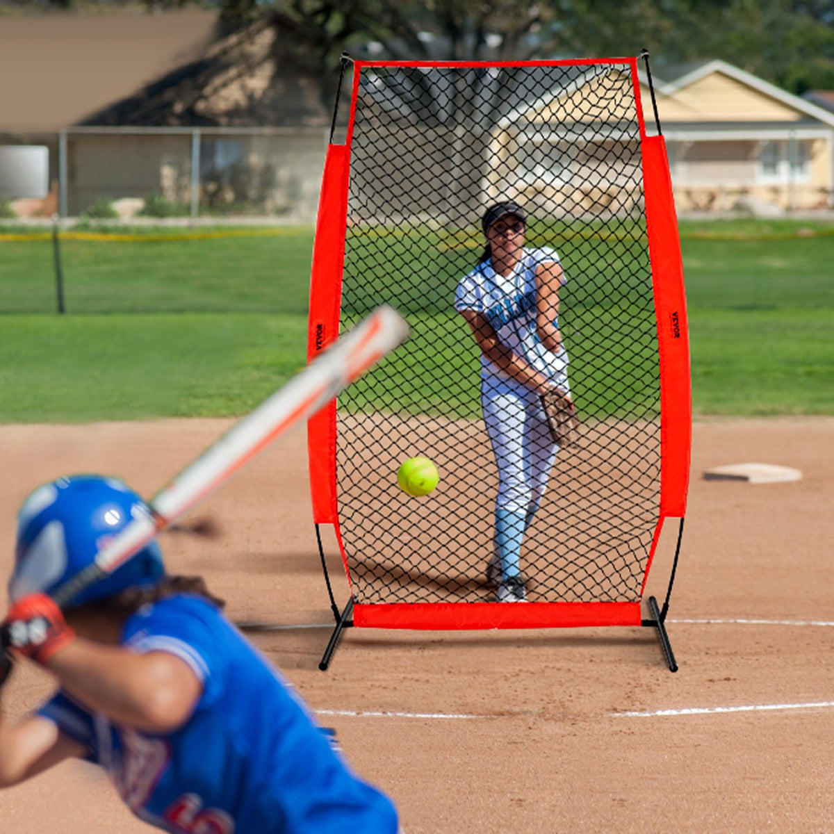 7x4 ft I Screen Baseball & Softball Safety Screen with Carry Bag & Ground Stakes