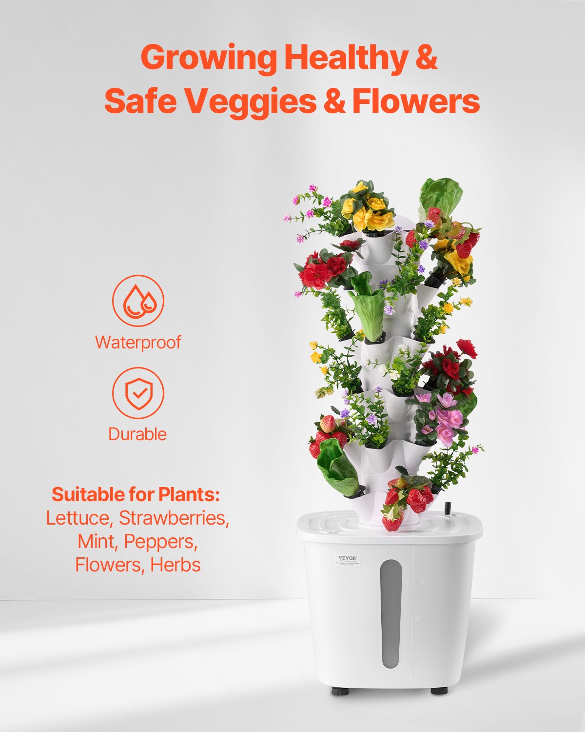 Hydroponic Growing System, 30 Pods 6-Tier Vertical Tower with Pump and Timer