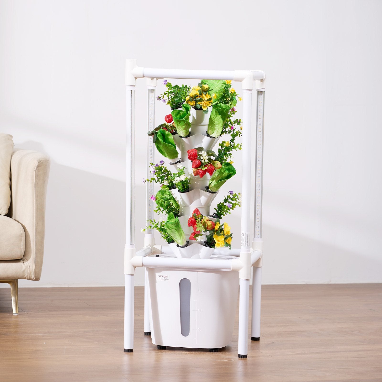 Hydroponic Growing System, 30 Pods 6-Tier Vertical Tower with Grow Light $ Pump