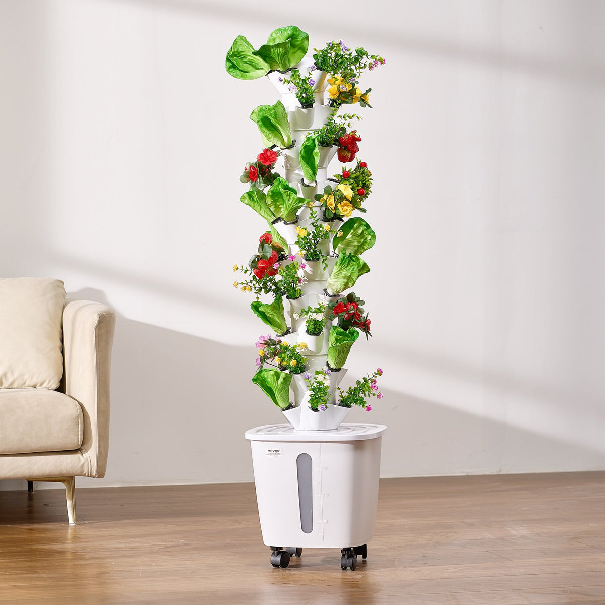 Hydroponic Growing System, 50 Pods 10-Tier Vertical Tower with Pump and Wheels