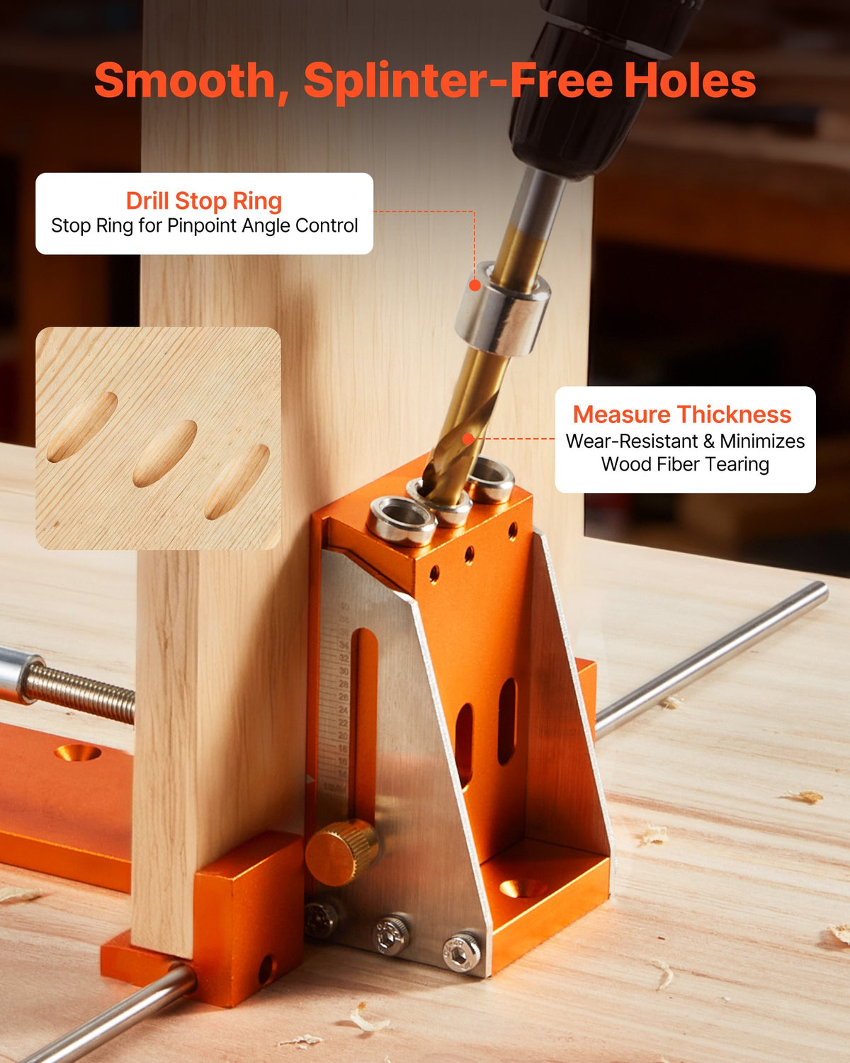 Pocket Hole Jig Kit 12.7-38.1mm Adjustable Metal Frame Woodworking with Toolcase