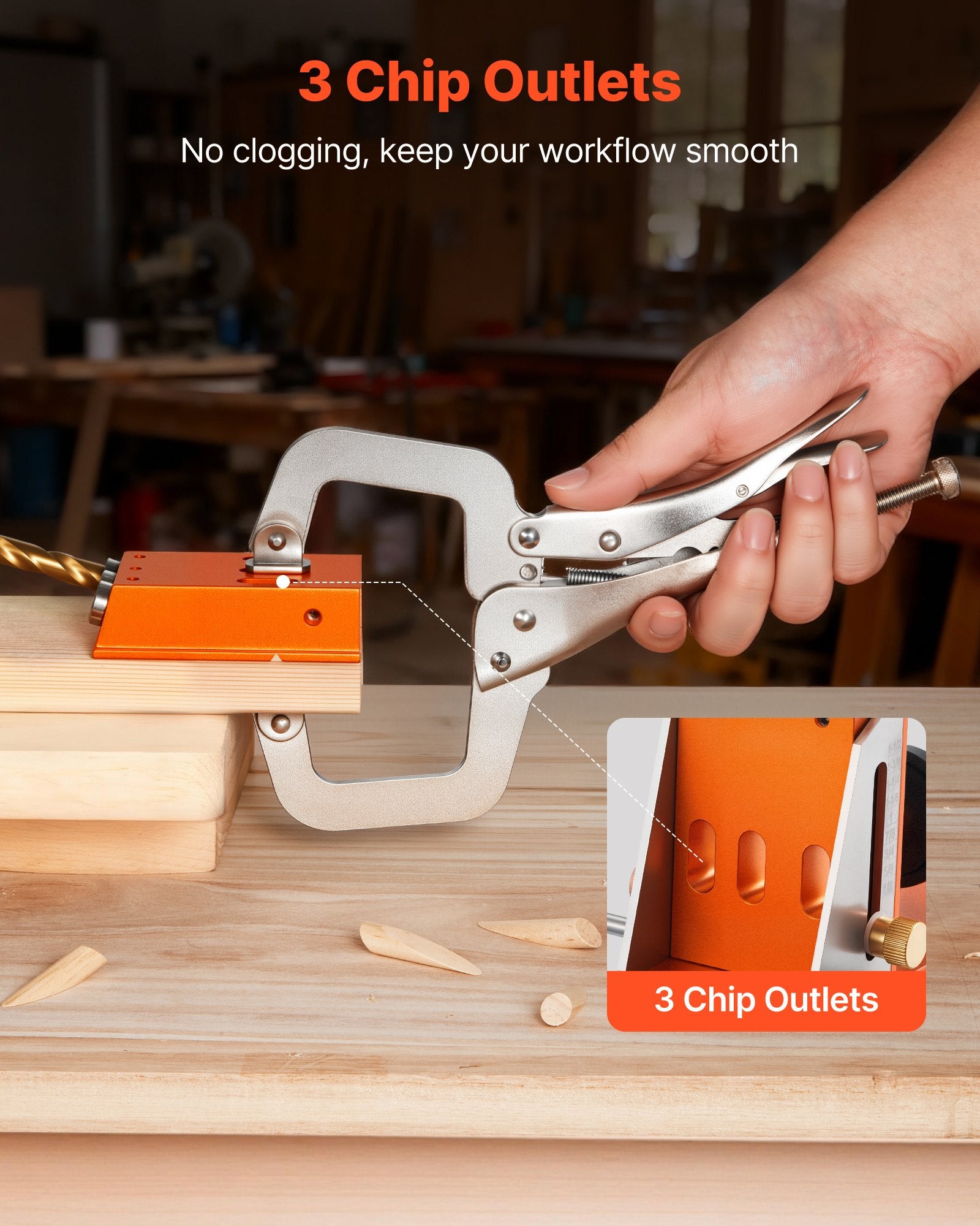 Pocket Hole Jig Kit 12.7-38.1mm Adjustable Metal Frame Woodworking with Toolcase