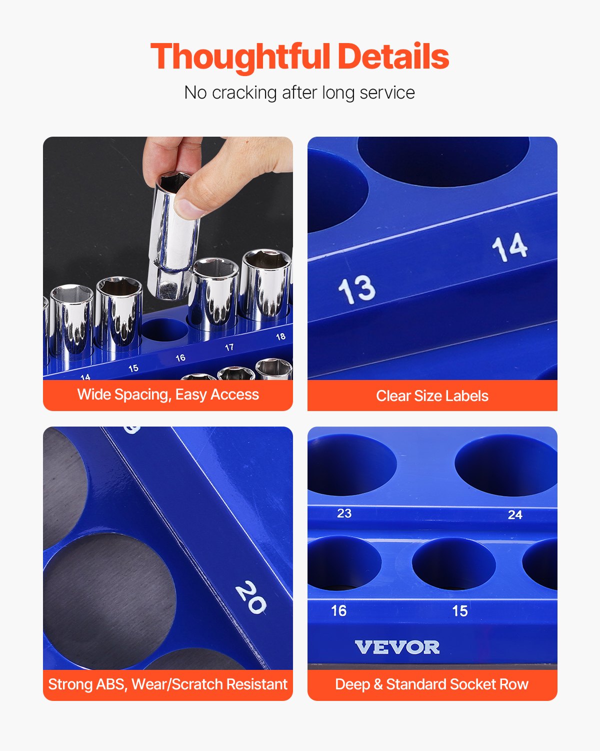 Magnetic Socket Organizer Set 3PCS 1/4", 3/8" & 1/2" Trays Hold Up to 75 Sockets