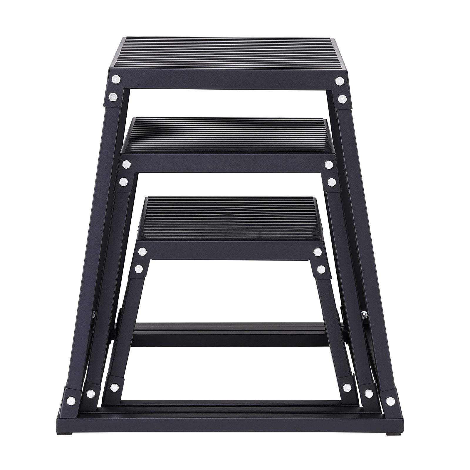 Plyometric Jump Boxes Agility Exercise Step Up Anti-Slip Set 12/18/24in Black
