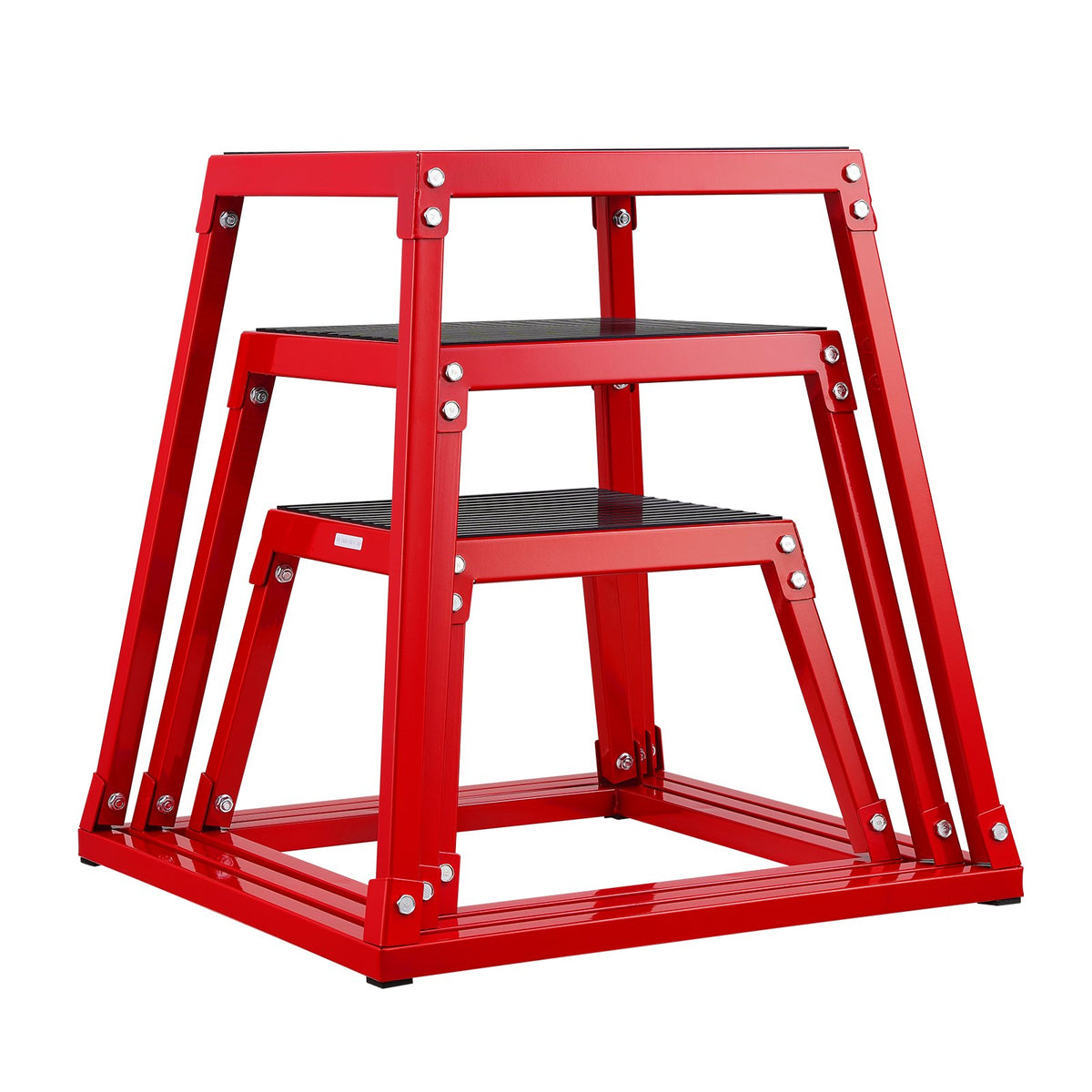 Plyometric Jump Boxes Agility Exercise Step Up Anti-Slip Set 12/18/24in Red