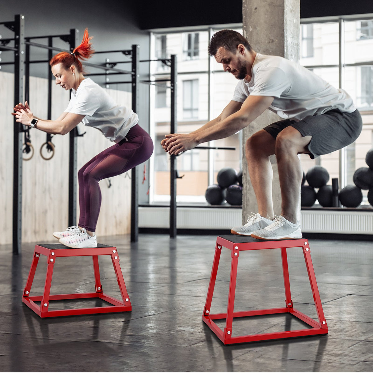 Plyometric Jump Box Steel Platform Agility Exercise Step Up Anti-Slip 12" Red