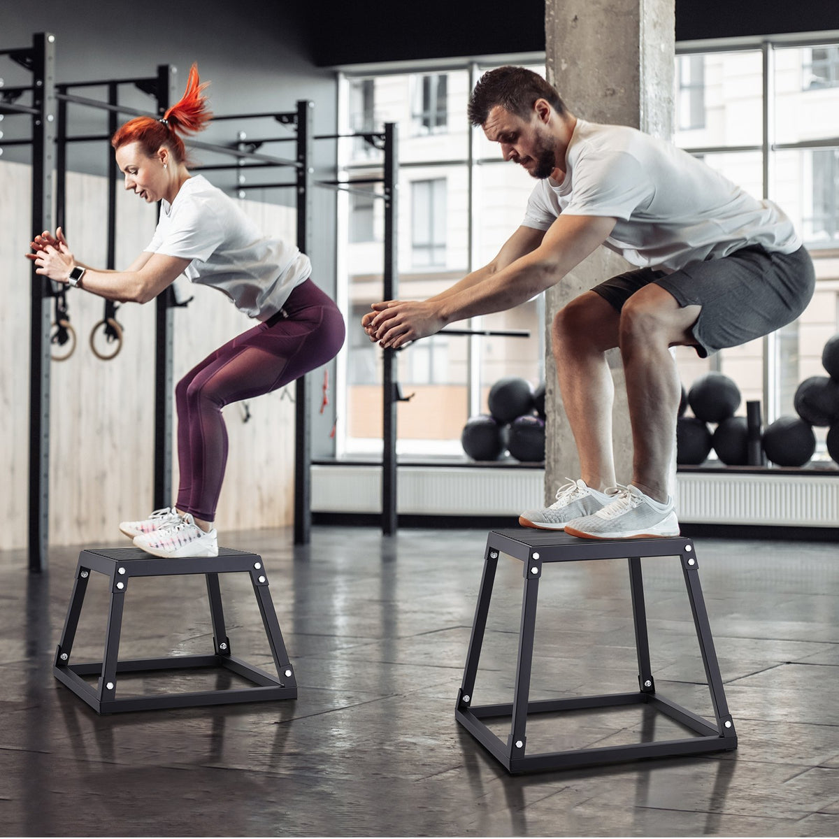 12 Inch Steel Plyometric Jump Box Anti-Slip Fitness Training Platform Black
