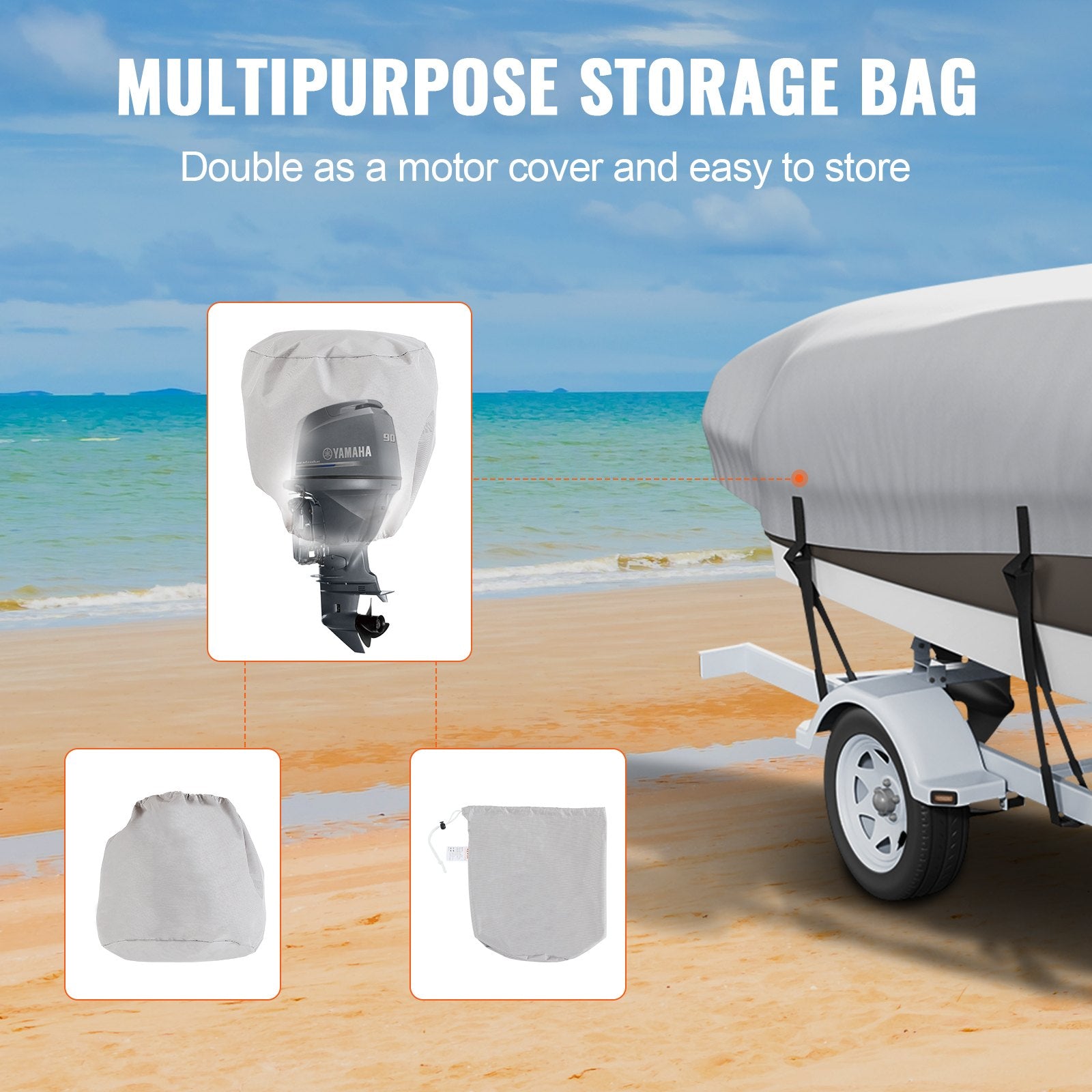 Waterproof Trailerable Boat 16-18.5 ft with Motor Cover and Buckle Straps