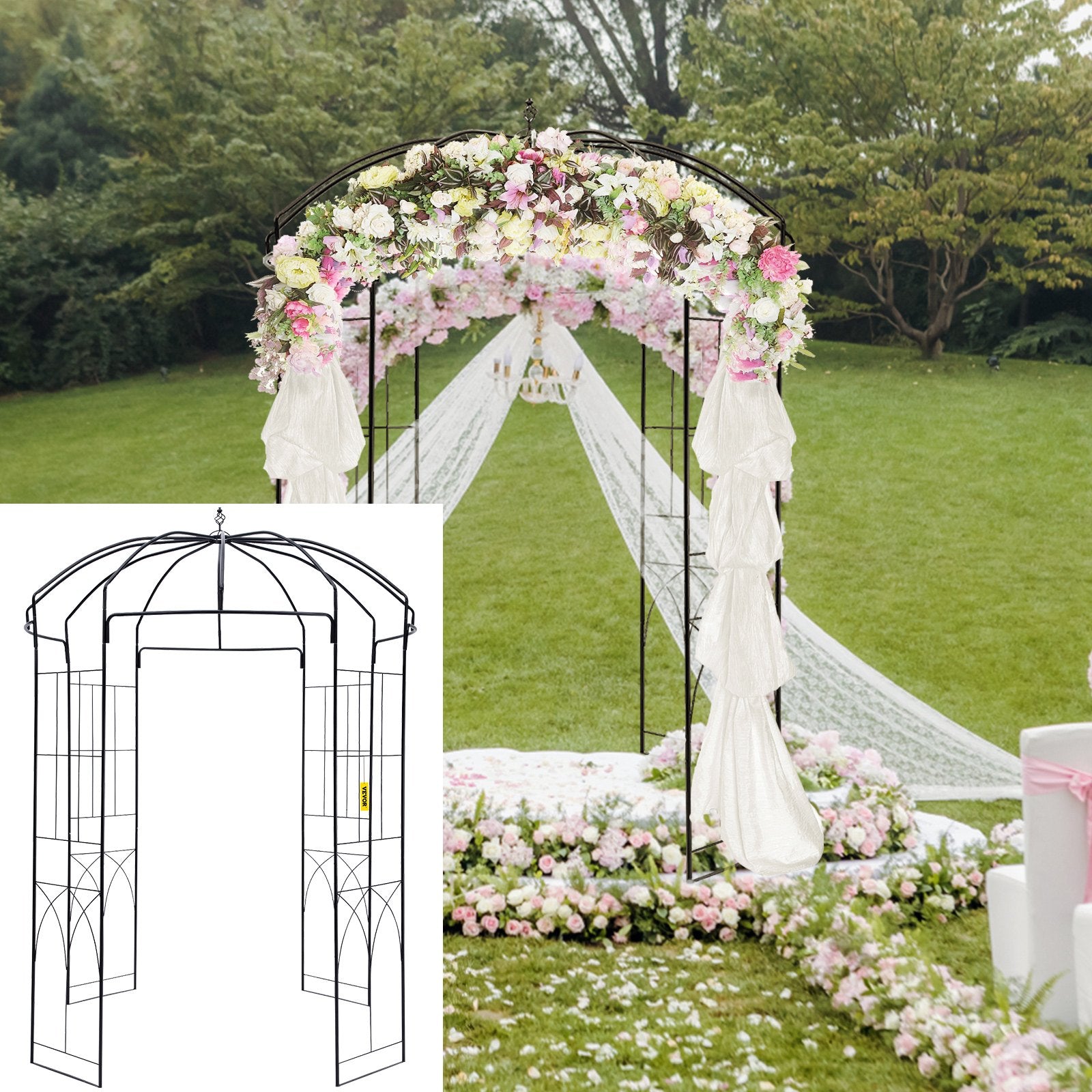Garden Arbor Birdcage Shape Wrought Iron Wedding Arch Trellis Black
