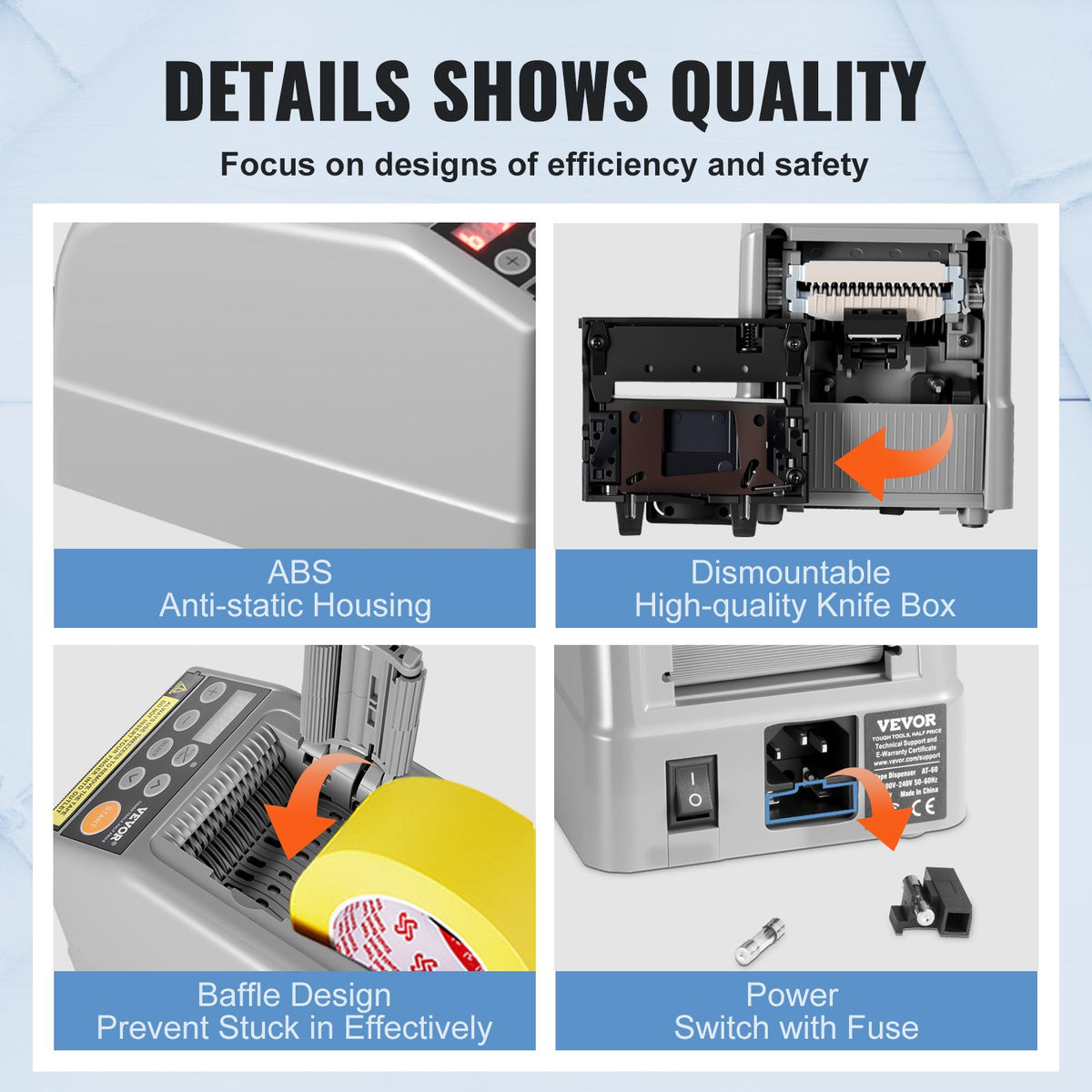 Automatic Tape Dispenser Electric Cutter 6-60mm Width 25W Machine