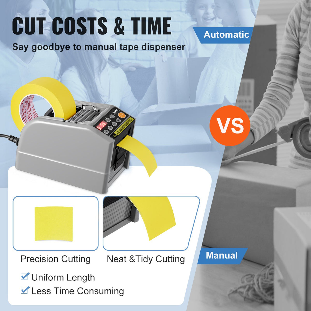 Automatic Tape Dispenser Electric Cutter 6-60mm Width 25W Machine