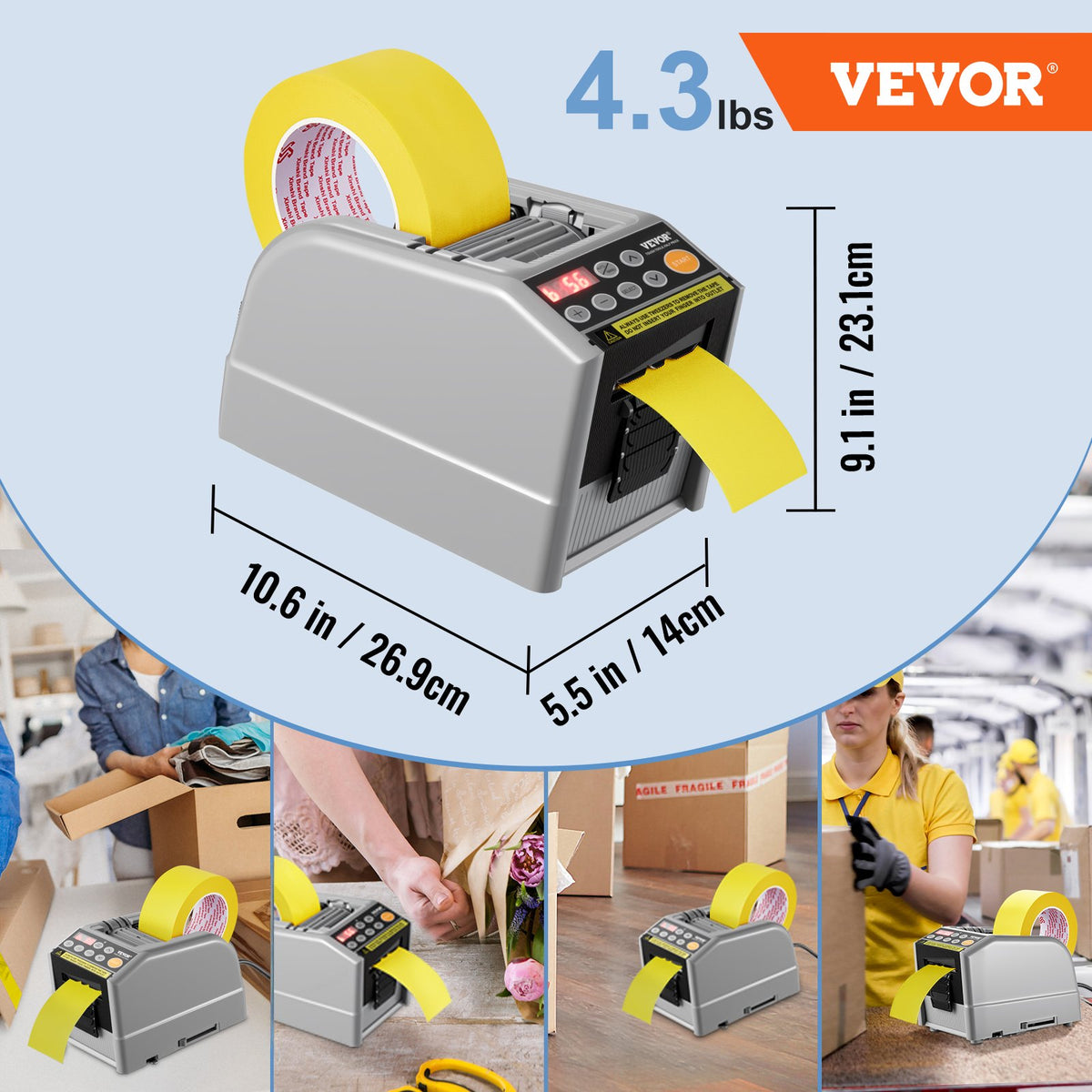 Automatic Tape Dispenser Electric Cutter 6-60mm Width 25W Machine