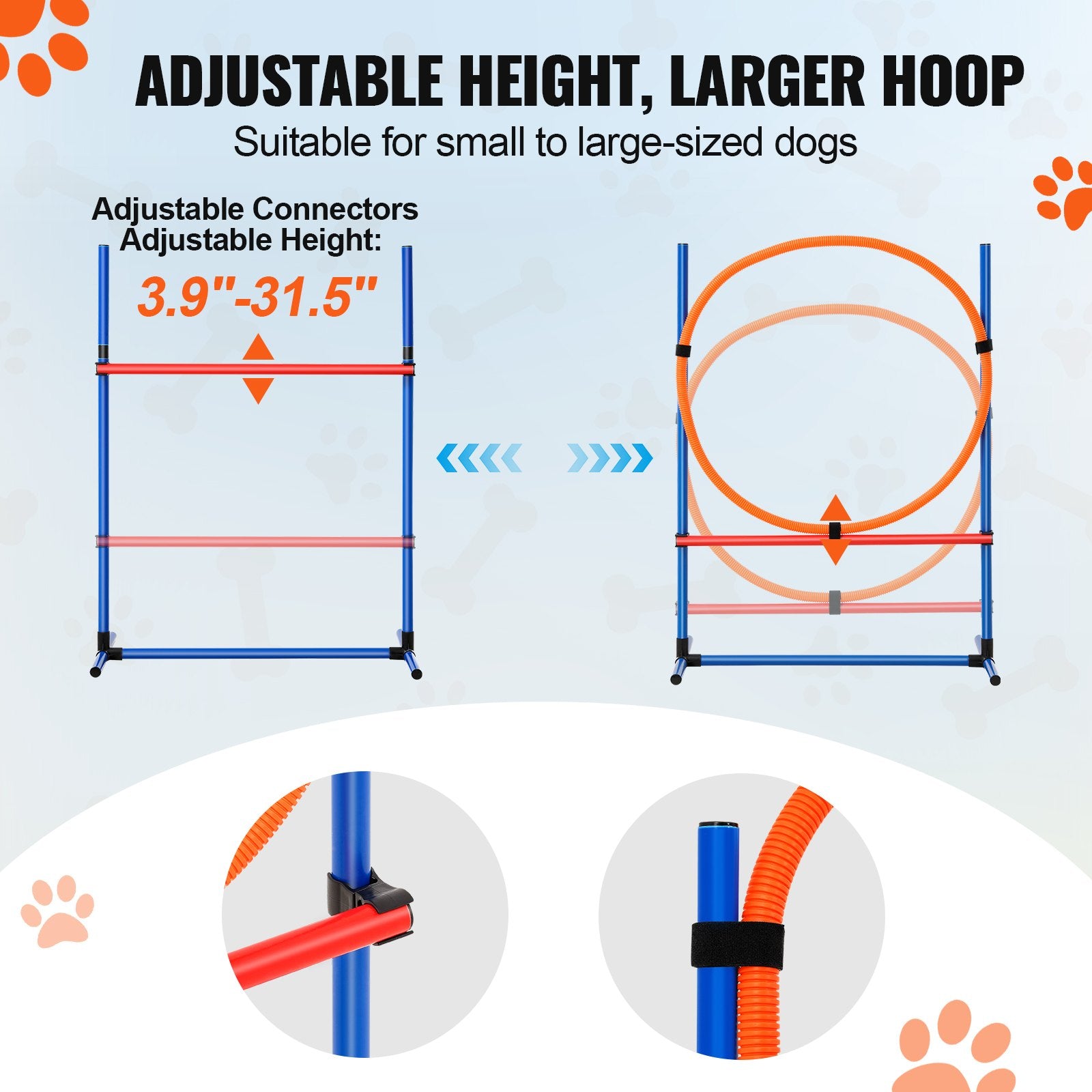 Dog Agility Training Set with Hurdles, Weave Poles, Jump Ring, Pause Box