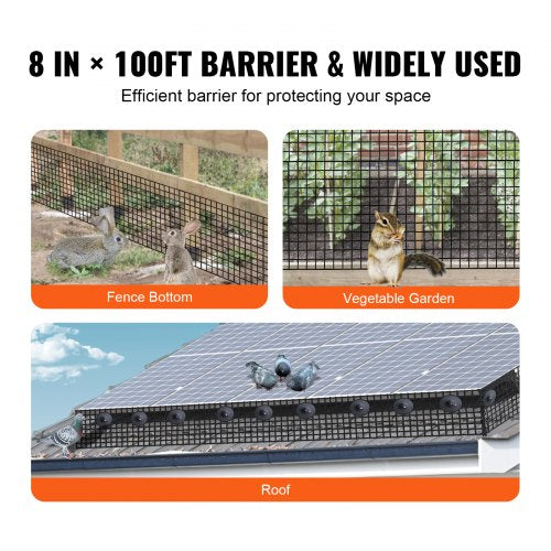 Solar Panel Guard Bird Critter Protection 8 in x 100 ft Wire Mesh with Fasteners