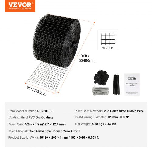 Solar Panel Guard Bird Critter Protection 8 in x 100 ft Wire Mesh with Fasteners