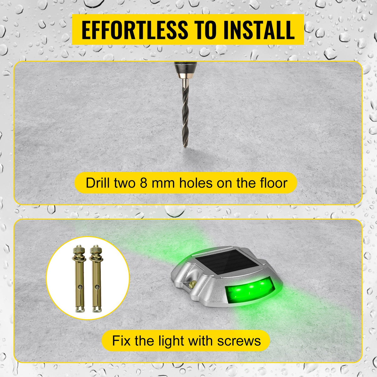 Solar Driveway Light 8-Pack LED Road Markers Green for Garden Pathway