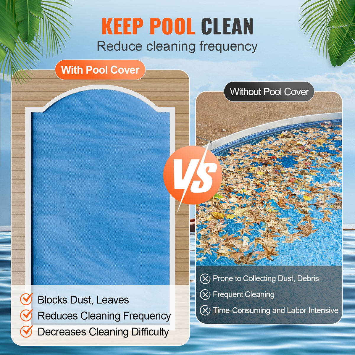 Solar Pool Cover 24x12 ft Rectangle Blanket for Inground Above Ground Pool 8 mil