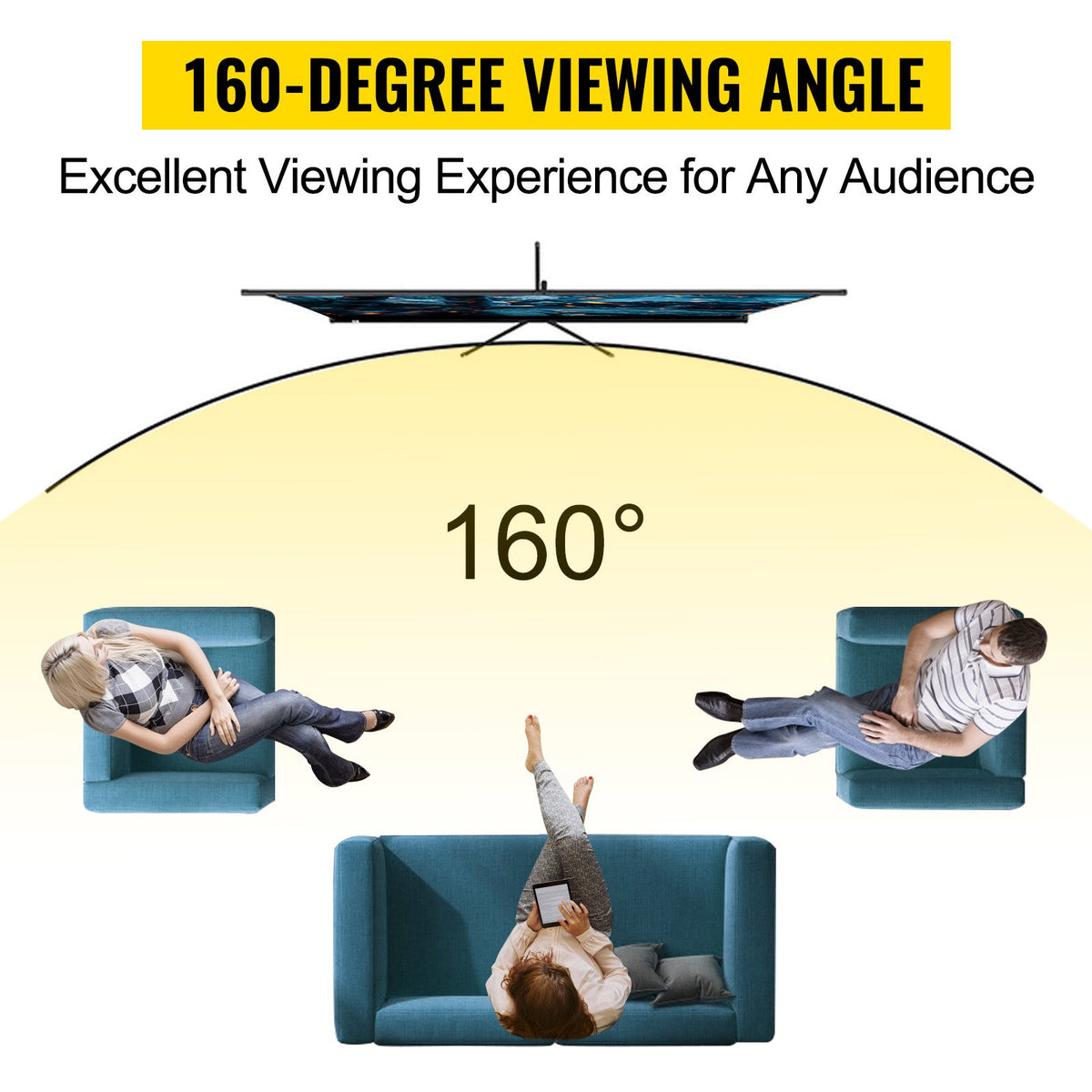 Tripod Projector Screen 254cm 4K HD 16:9 Portable Home Cinema with Stand