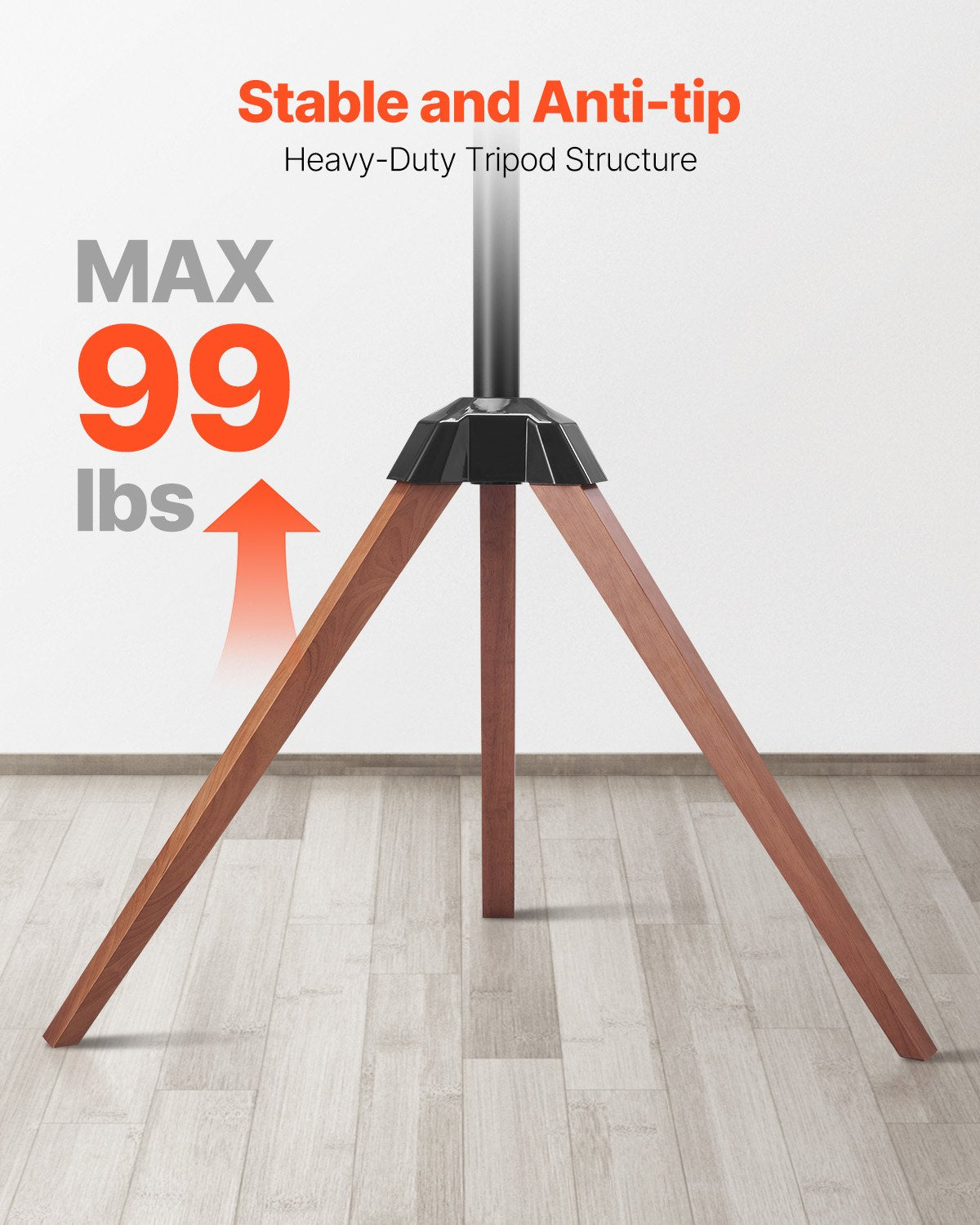 Tripod Easel TV Stand for 40-65 Inch Screens with Wood Legs