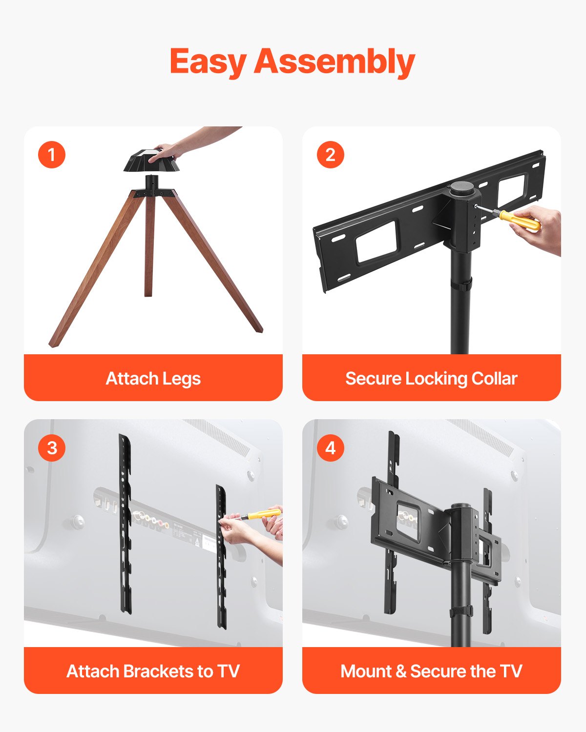 Tripod Easel TV Stand for 40-65 Inch Screens with Wood Legs