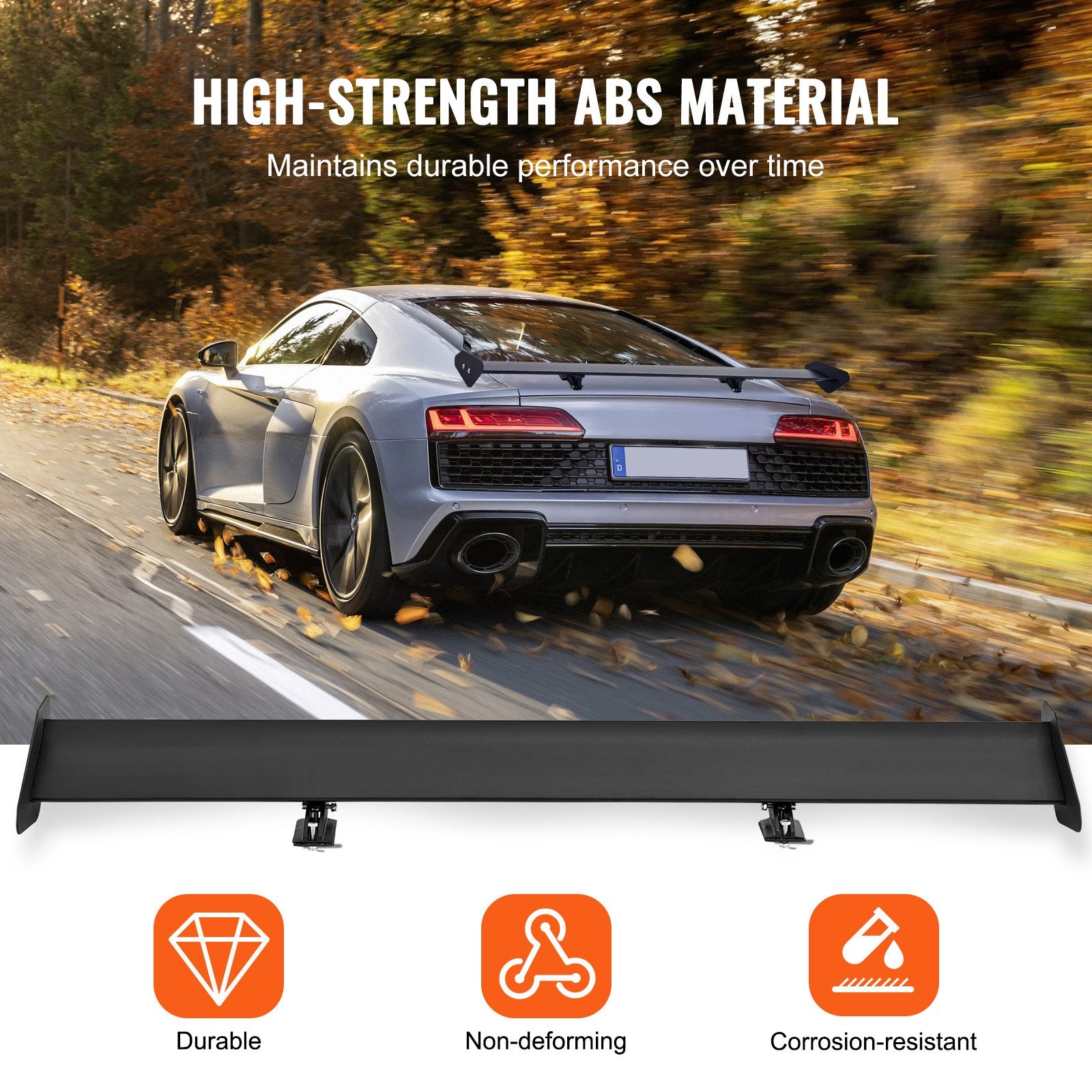 GT Wing Car Spoiler 43.3 in Single Deck Adjustable Aluminum Racing Black