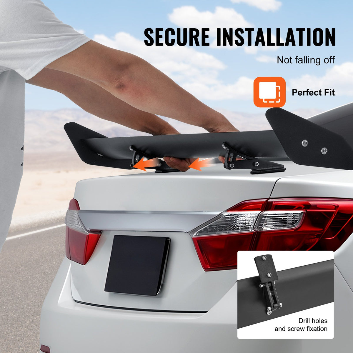 GT Wing Car Spoiler 43.3 in Single Deck Adjustable Aluminum Racing Black