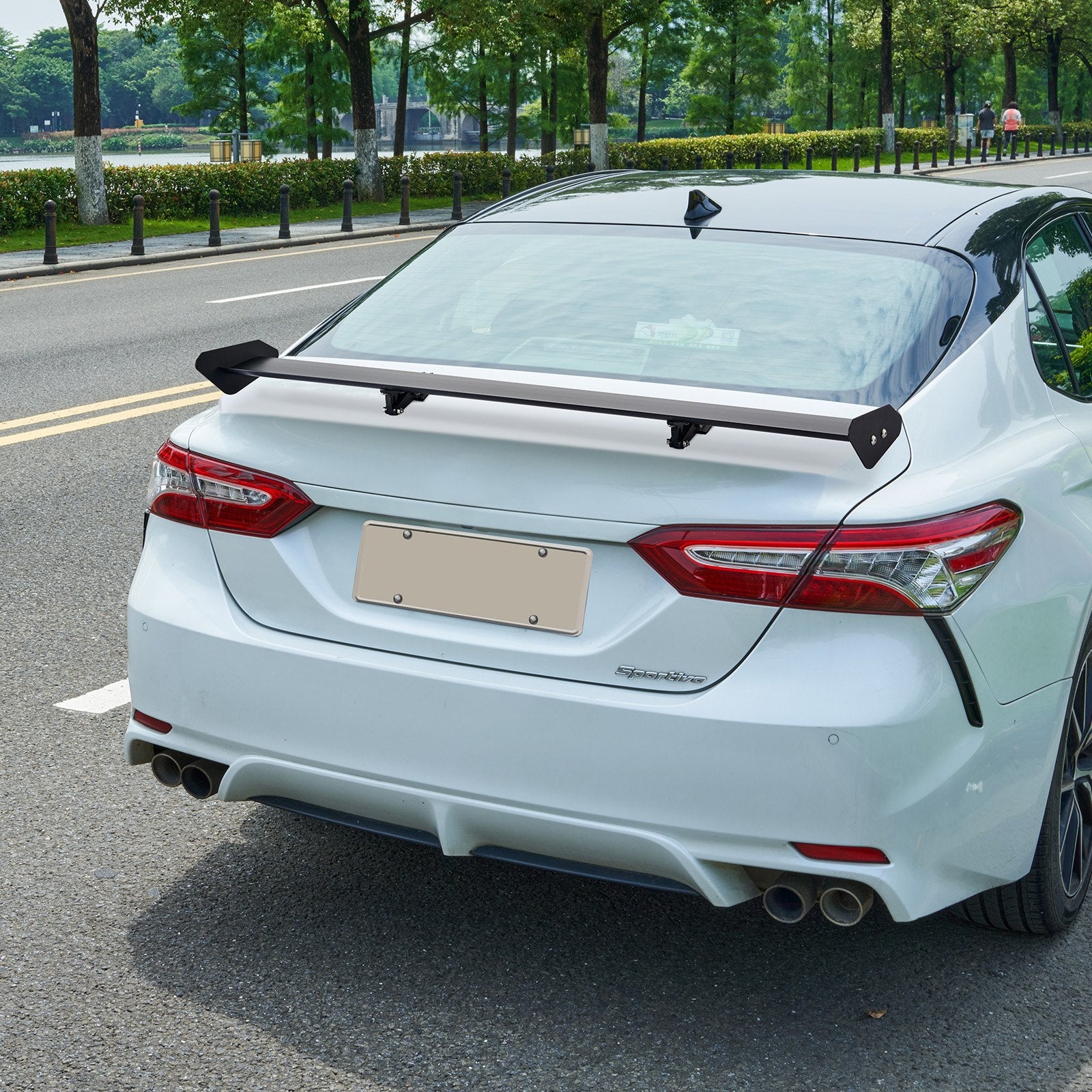 GT Wing Car Spoiler 43.3 in Single Deck Adjustable Aluminum Racing Black