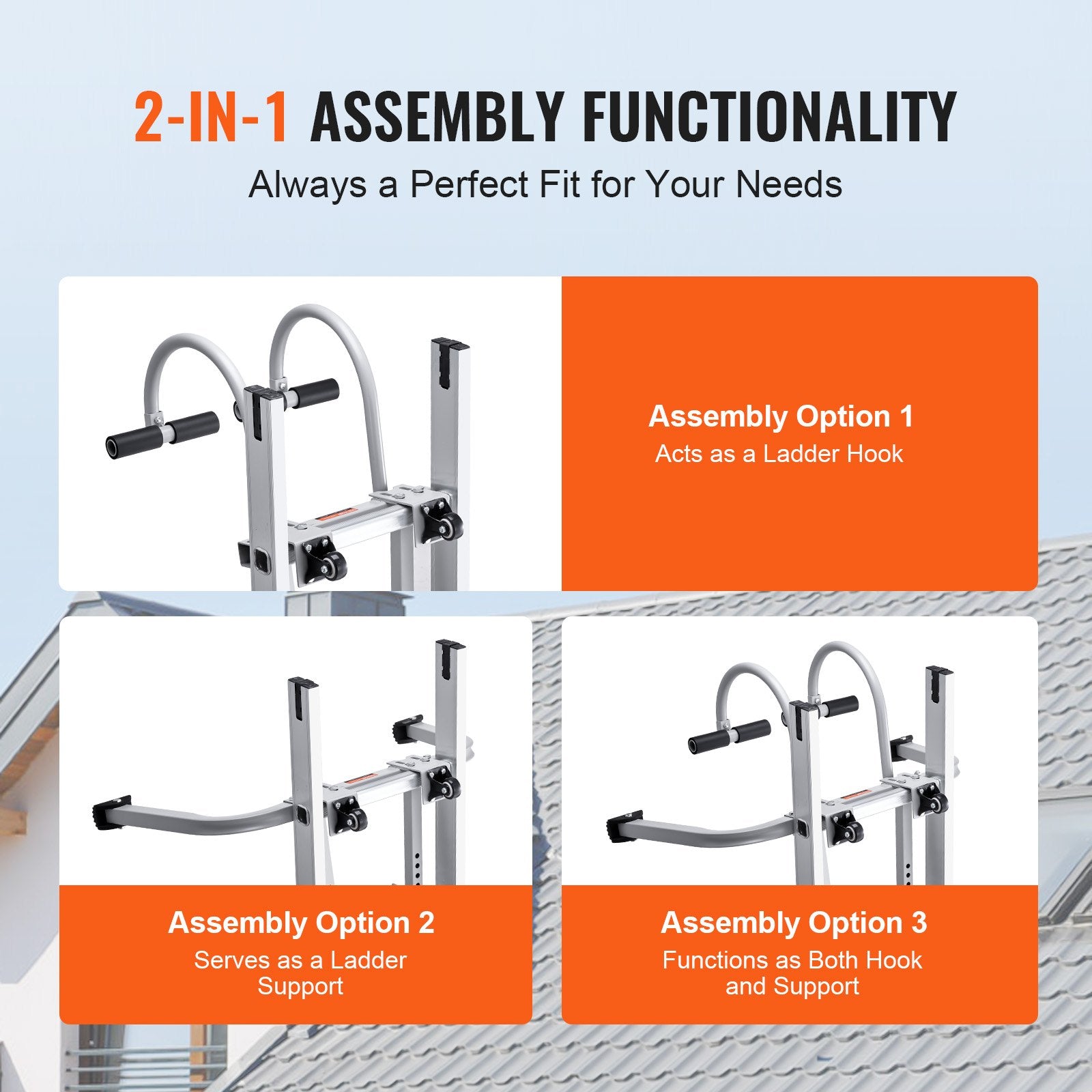 1. 2-in-1 Ladder Standoff & Stabilizer, Steel T-Bar for Roof Access