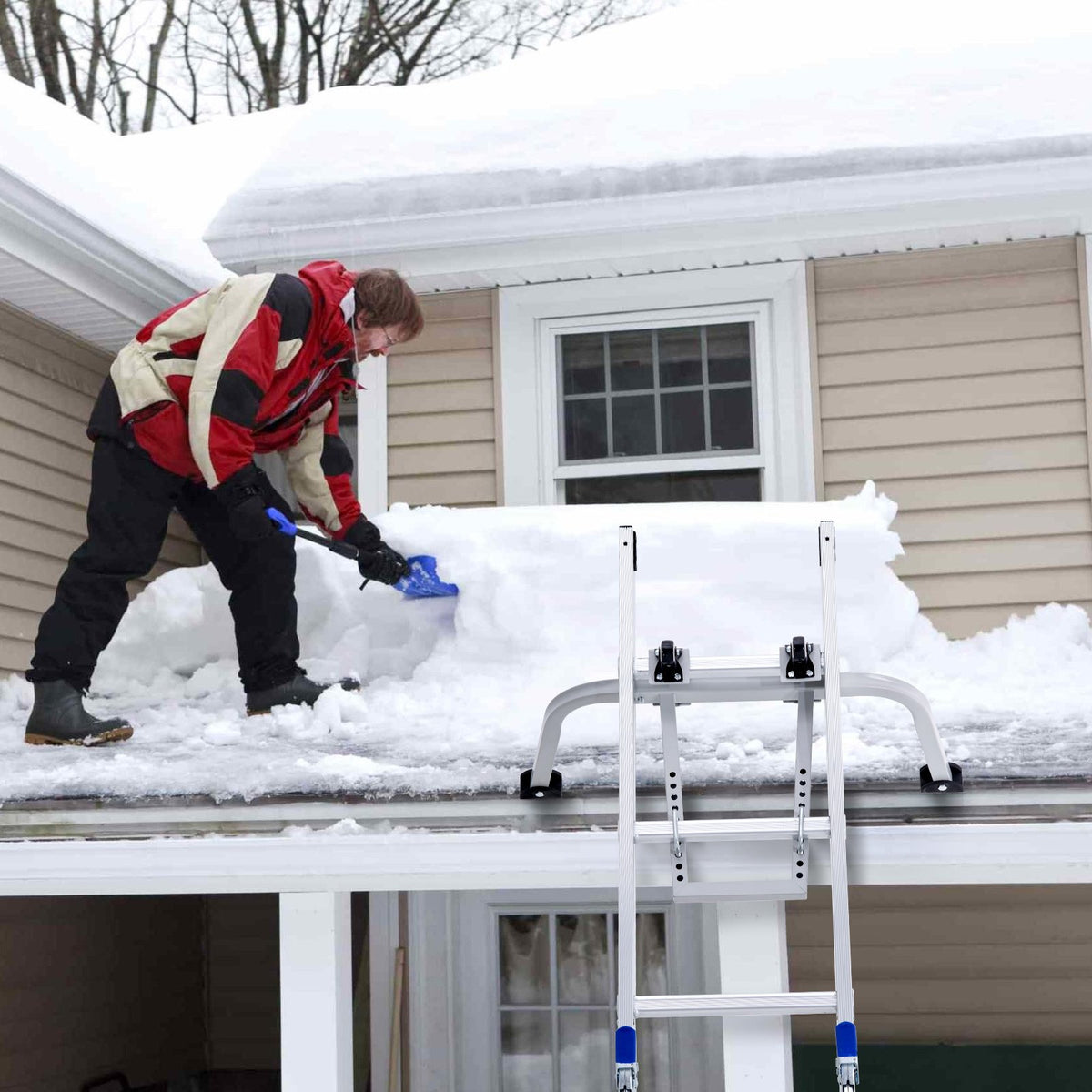 1. 2-in-1 Ladder Standoff & Stabilizer, Steel T-Bar for Roof Access