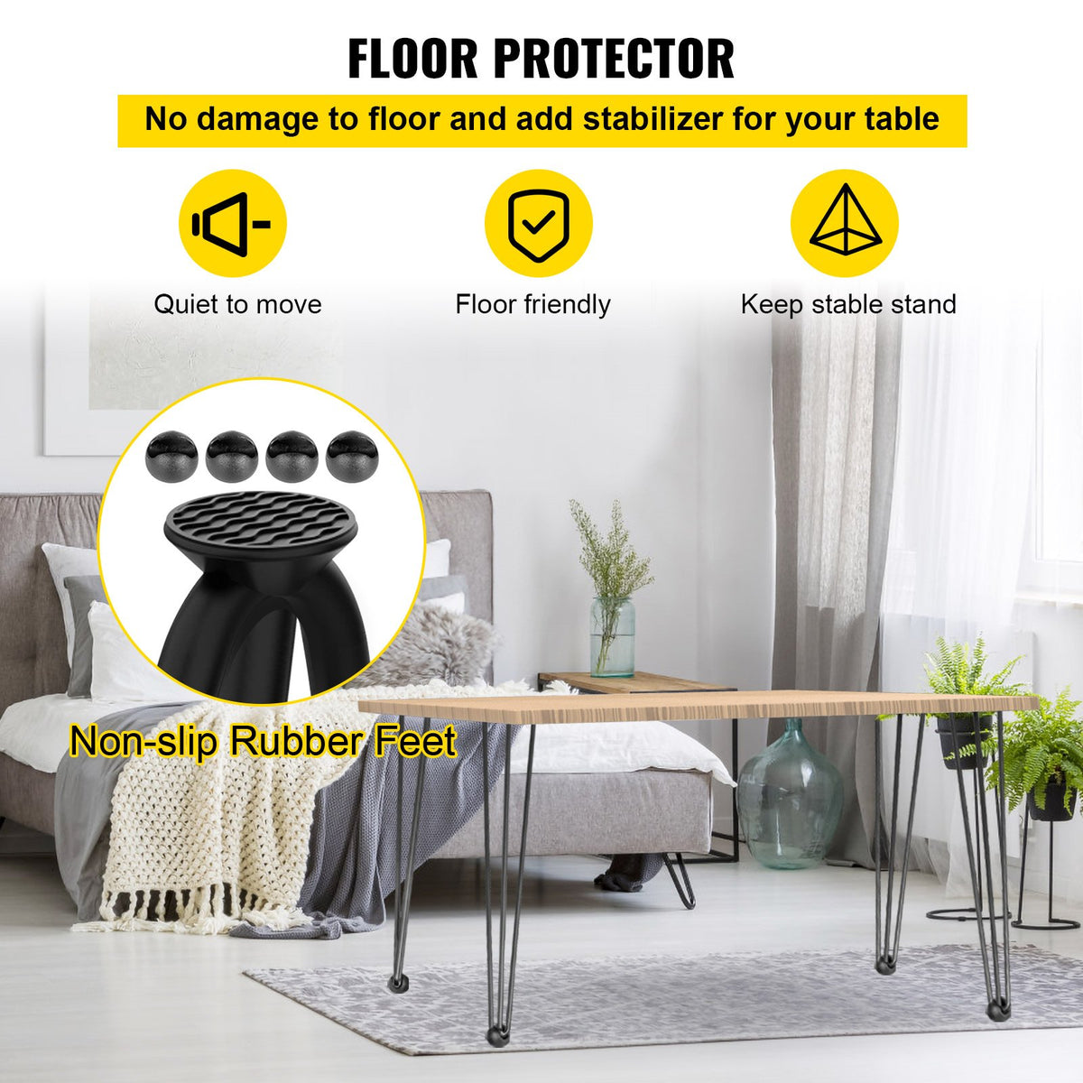 Hairpin Table Legs 16 Inch Black Set of 4 220LBS 3-Rod Carbon Steel DIY Legs