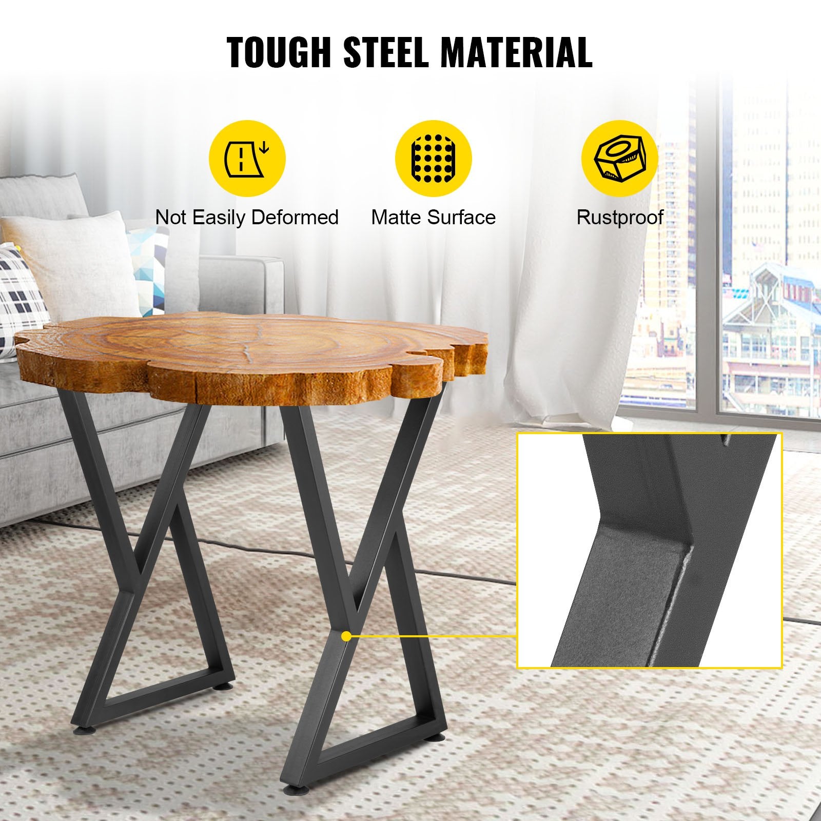 Metal Table Legs 71.1x45.7cm Set of 2 Z Shape Heavy Duty Coffee Table Legs