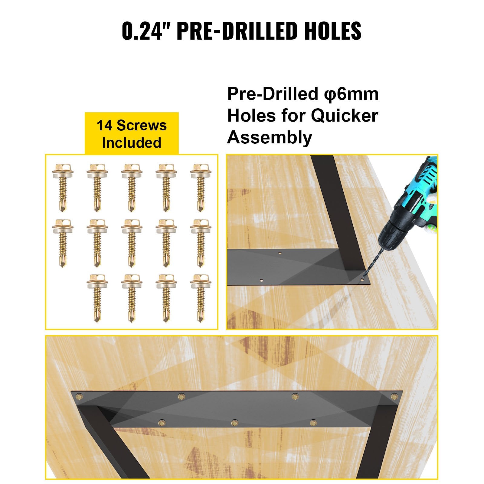 Metal Table Legs 71.1x45.7cm Set of 2 Z Shape Heavy Duty Coffee Table Legs