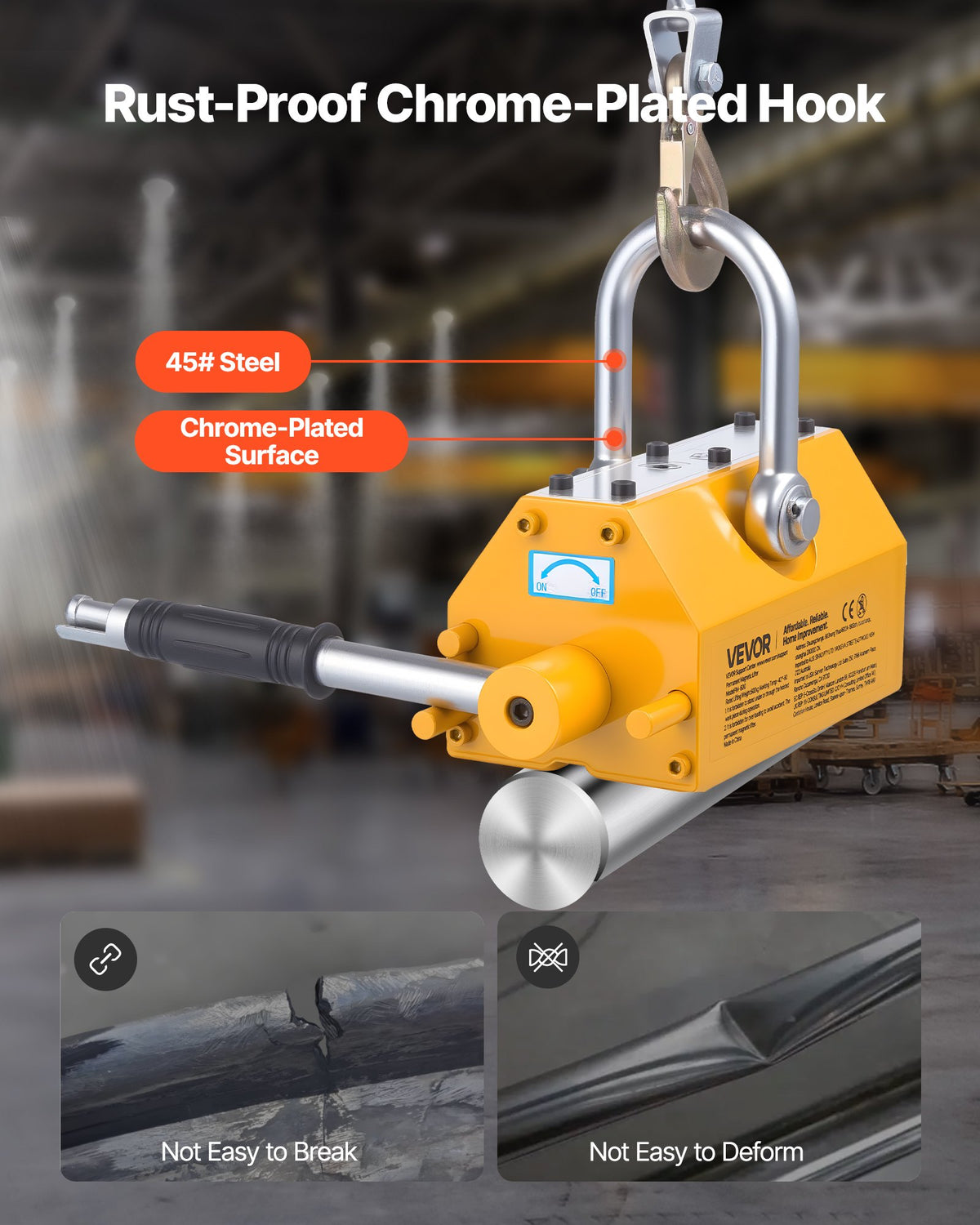 Permanent Magnetic Lifter 600kg N42 Neodymium with Hook & Release Handle
