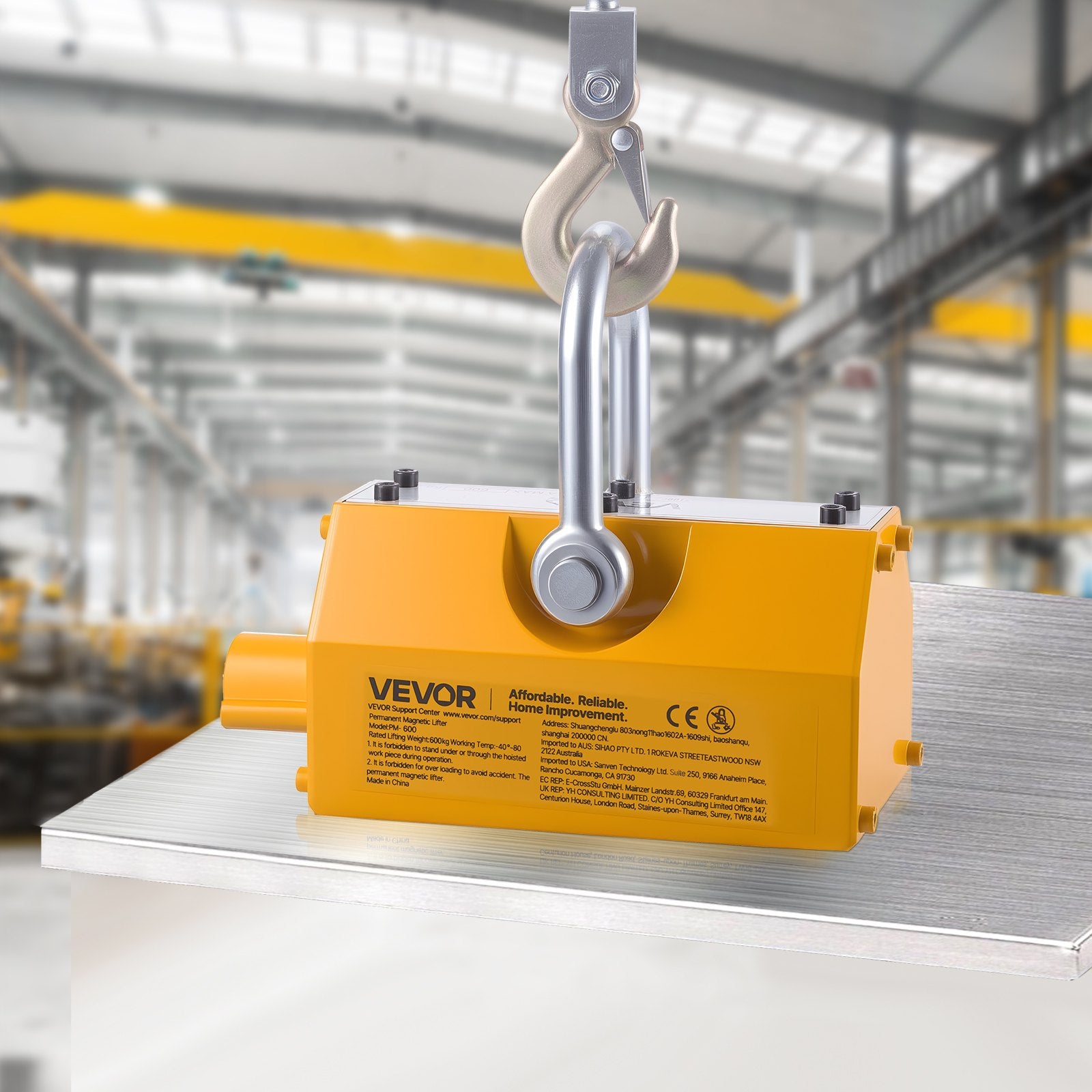 Permanent Magnetic Lifter 600kg N42 Neodymium with Hook & Release Handle