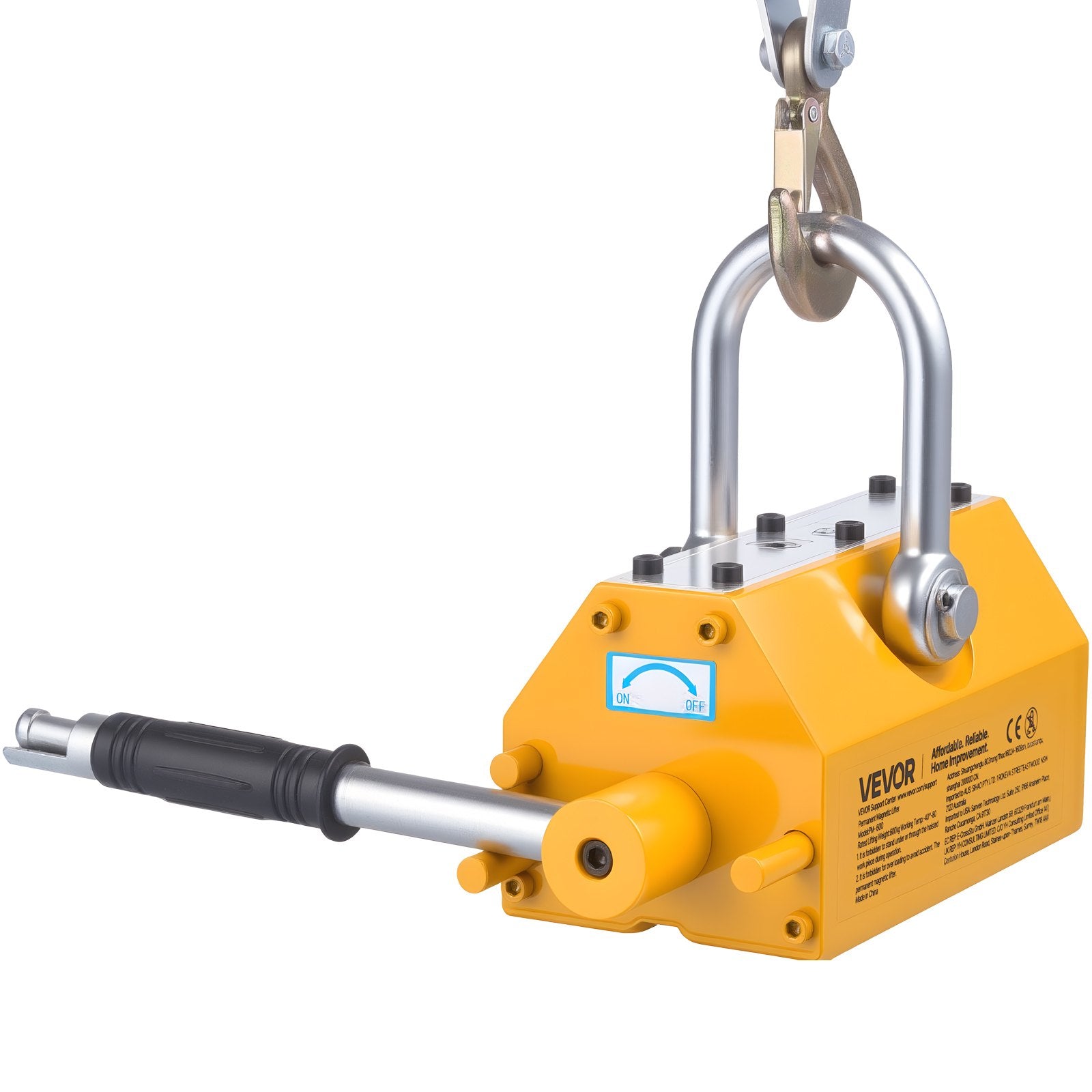Permanent Magnetic Lifter 600kg N42 Neodymium with Hook & Release Handle