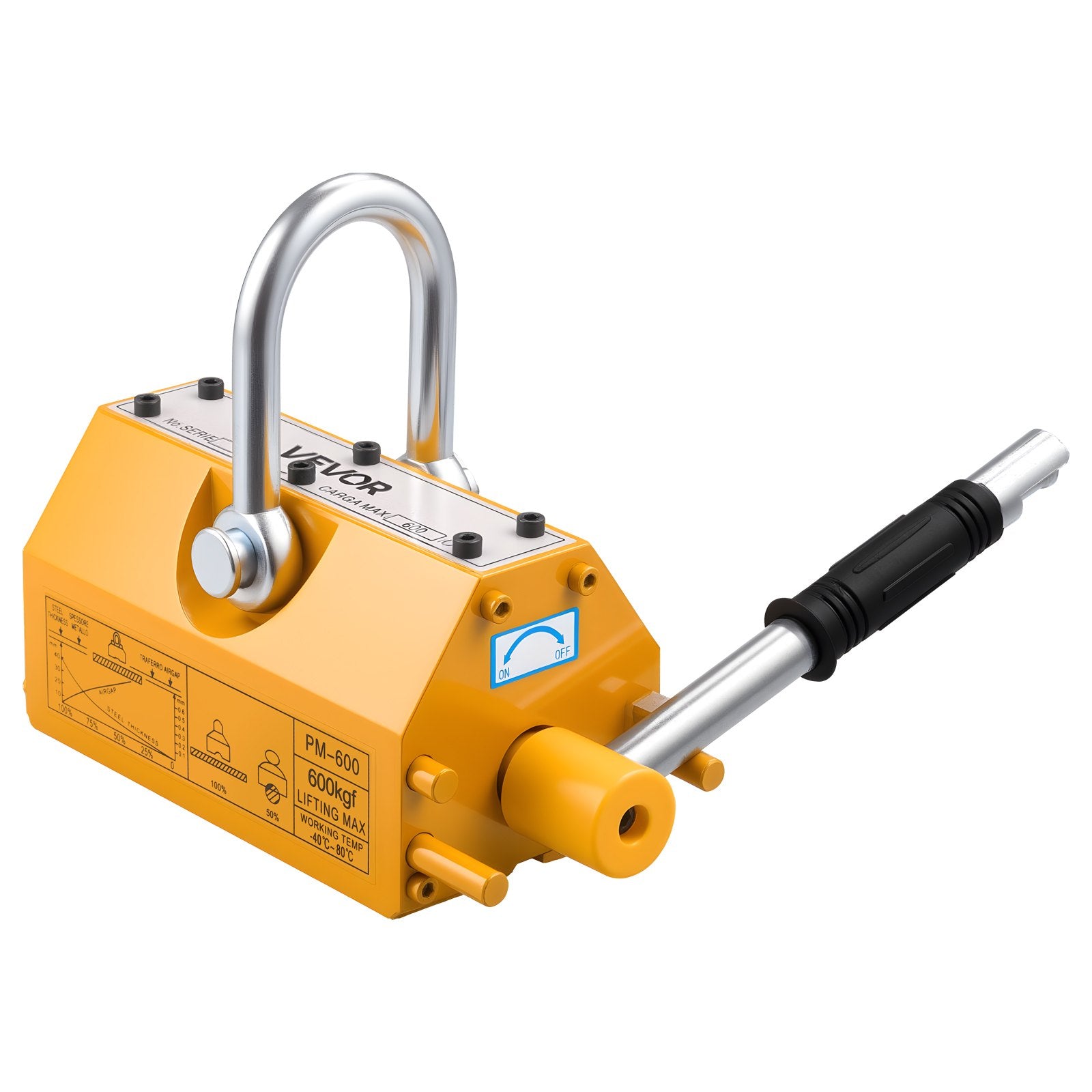 Permanent Magnetic Lifter 600kg N42 Neodymium with Hook & Release Handle