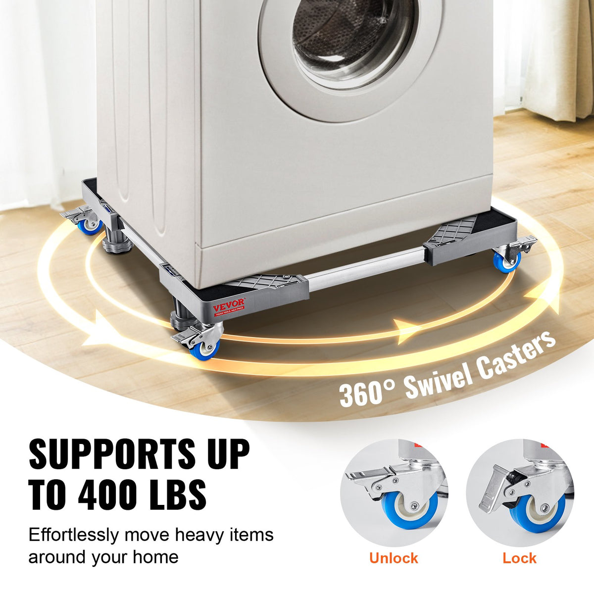 Mini Fridge Stand Adjustable Mobile Base with Locking Wheels 181kg Load