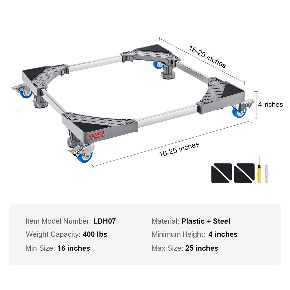 Mini Fridge Stand Adjustable Mobile Base with Locking Wheels 181kg Load