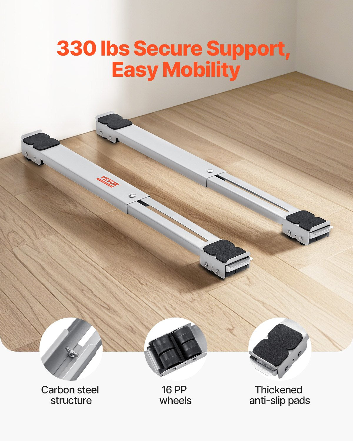 Heavy Duty Extendable Appliance Rollers 660 lbs Load Furniture Dolly