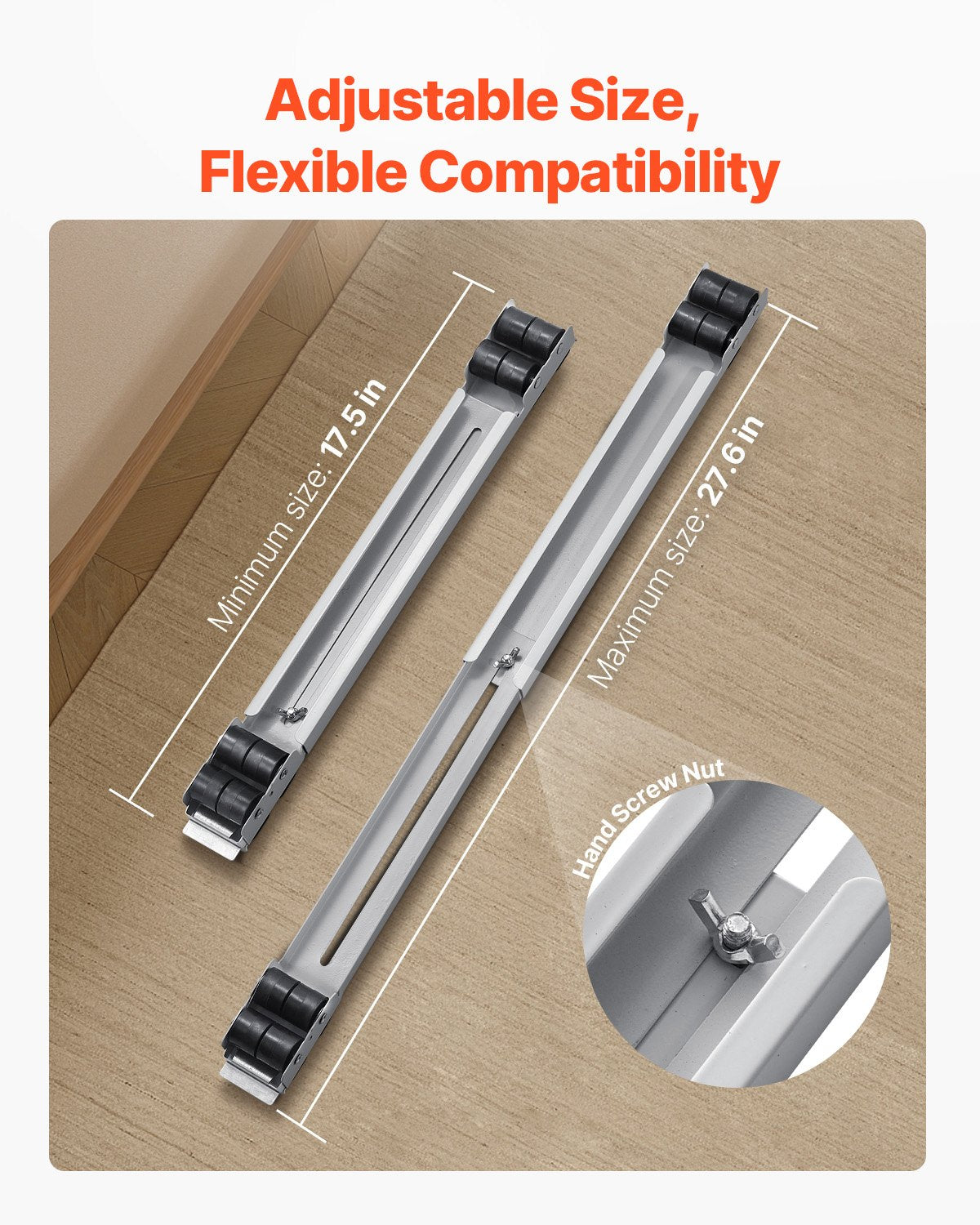 Heavy Duty Extendable Appliance Rollers 660 lbs Load Furniture Dolly