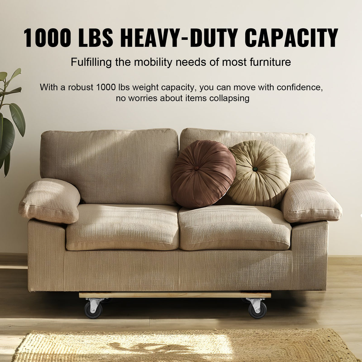 Furniture Dolly Heavy Duty Hardwood Moving Cart 4 Swivel Casters 454kg