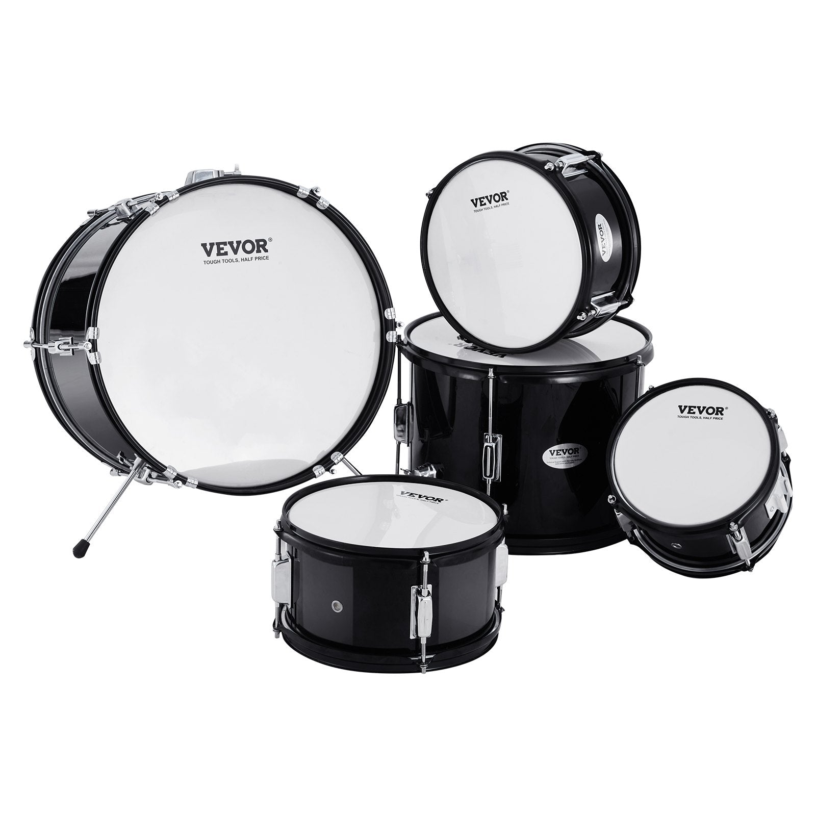 Kids Drum Set 5-Piece 406.4mm Bass Toms Snare Cymbal Hi-Hat Throne Drumsticks