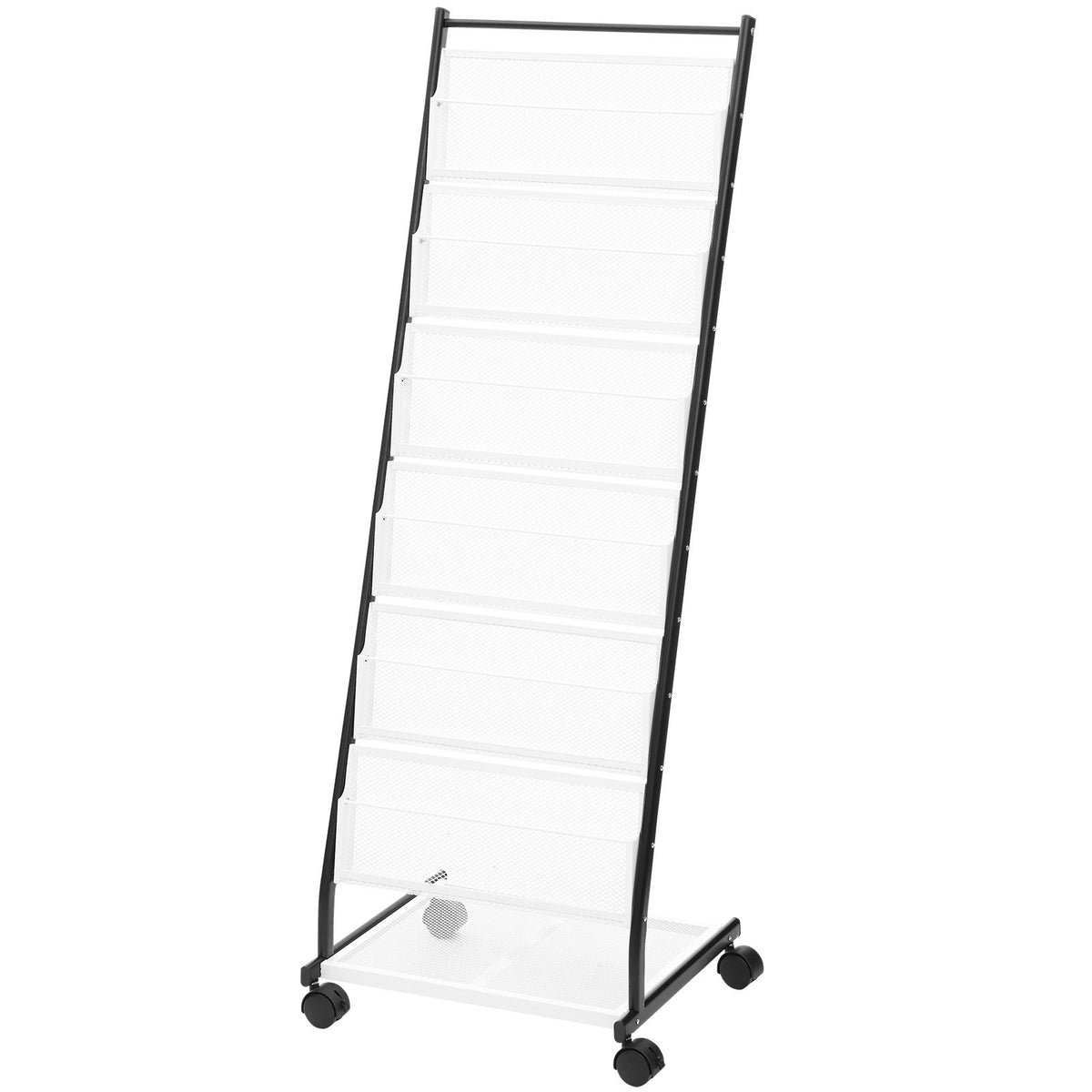 6-Tier Brochure Display Rack w/ Wheels Magazine & Catalog Stand