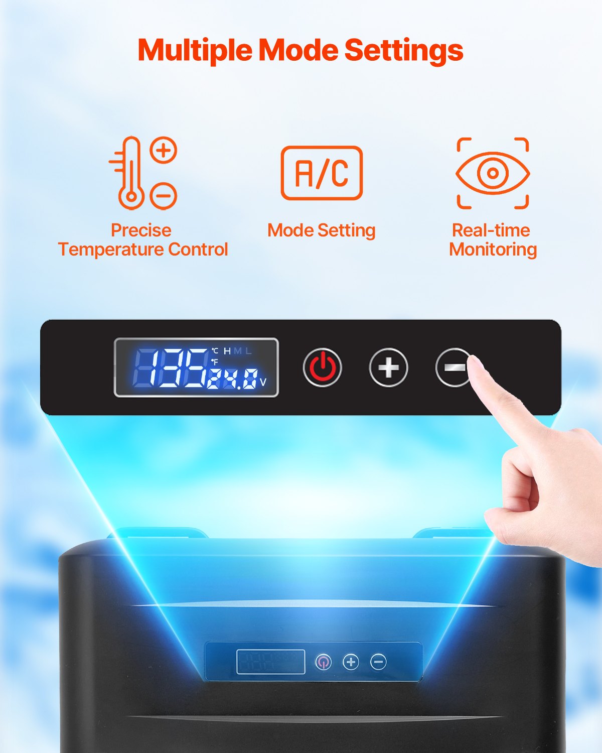 Portable Car Refrigerator 20L 12V/24V/100-240V Single Zone Freezer -20℃ to 20℃