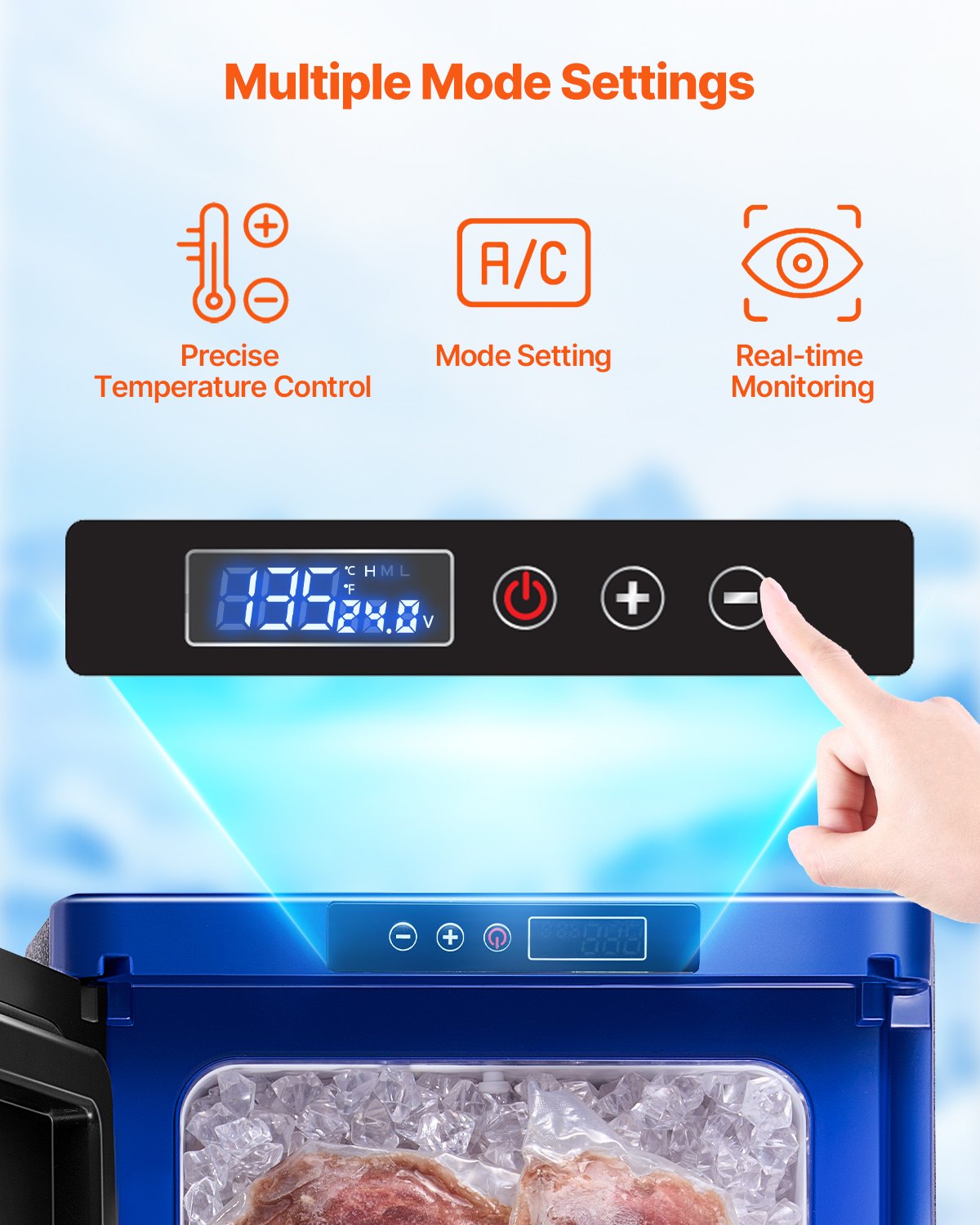 Portable Car Refrigerator 20L 12V/24V/100-240V Single Zone Freezer -18℃ to 10℃