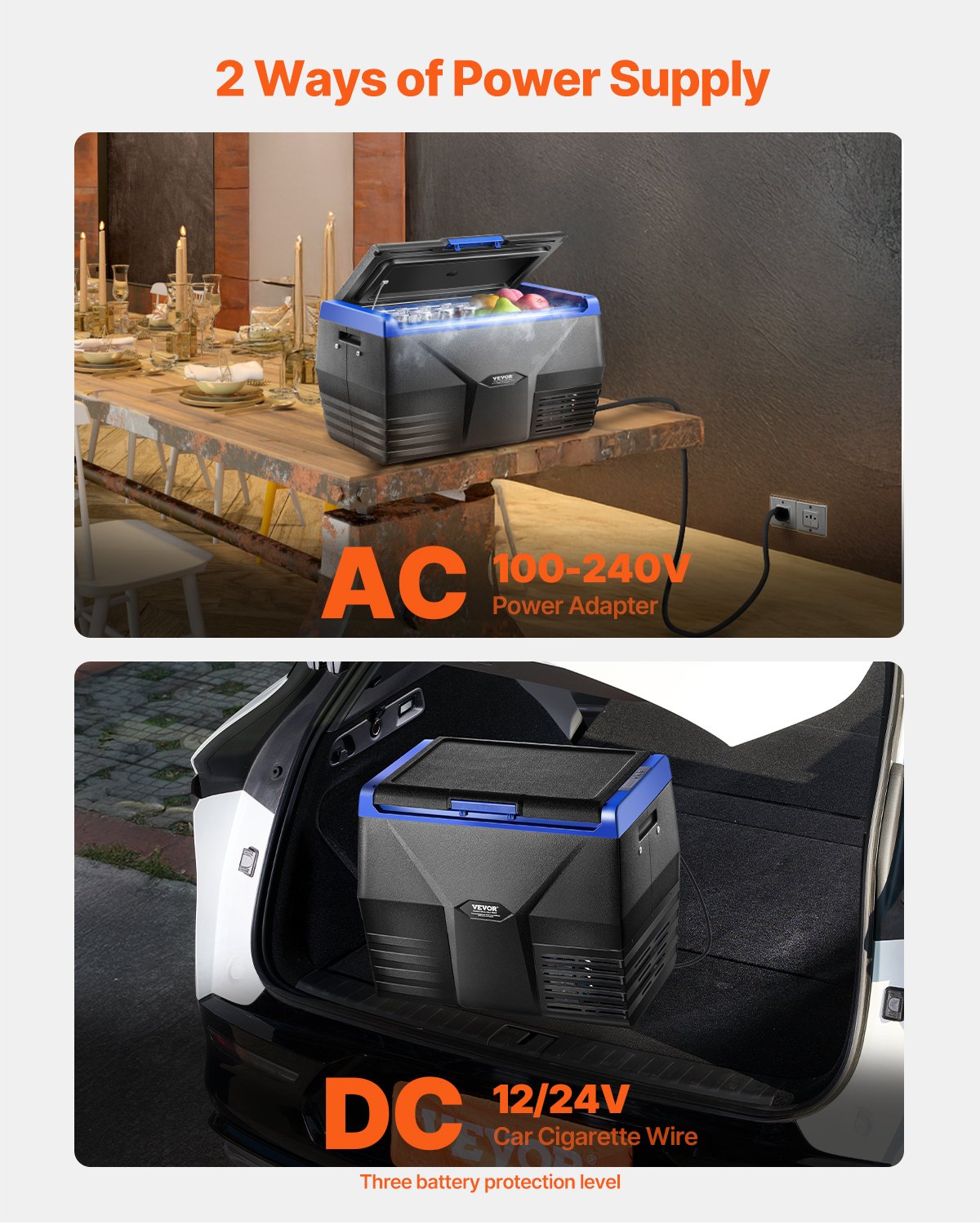Portable Car Refrigerator 20L 12V/24V/100-240V Single Zone Freezer -18℃ to 10℃