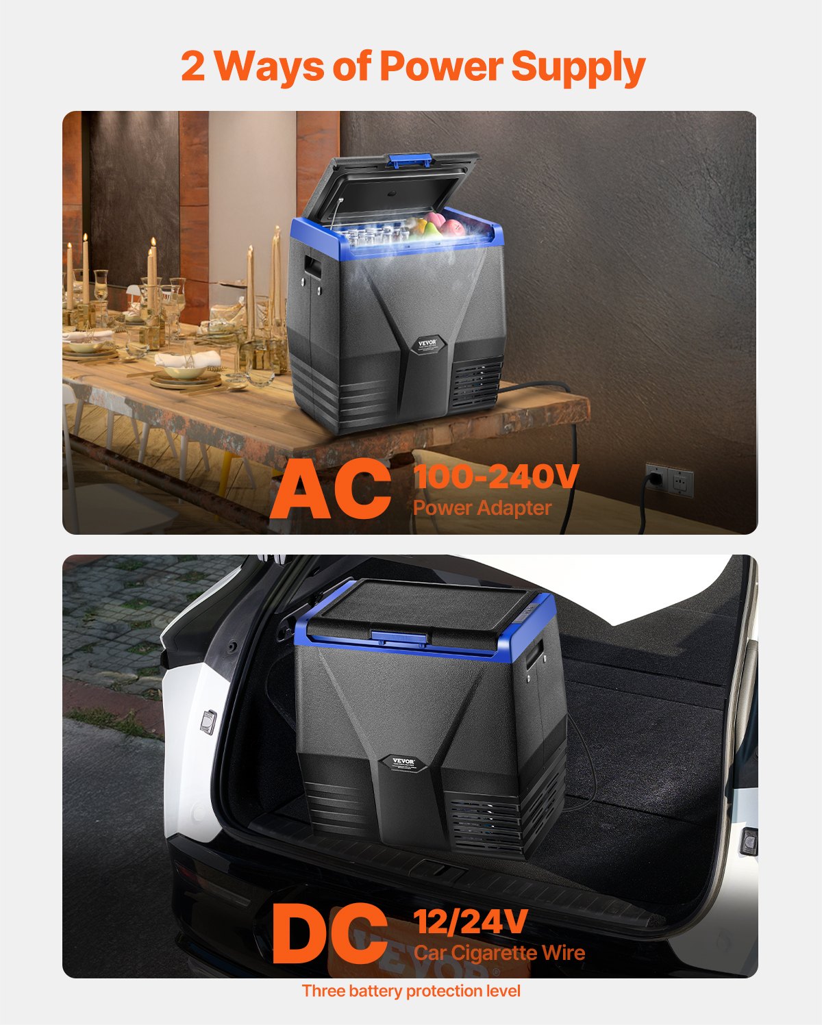 Portable Car Refrigerator 35L 12V/24V/100-240V Single Zone Freezer -18℃ to 10℃
