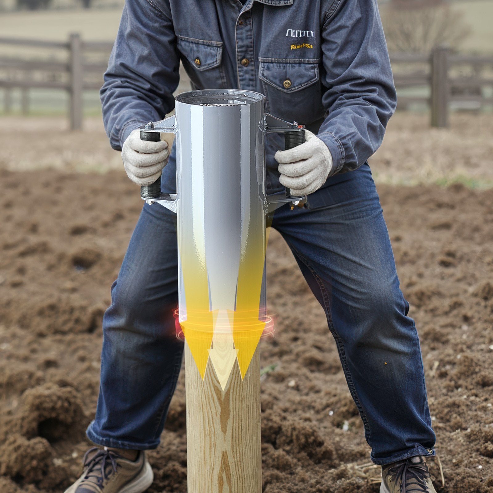 Fence Post Driver Heavy Duty Manual Pounder with Handles for Farm Garden Yard
