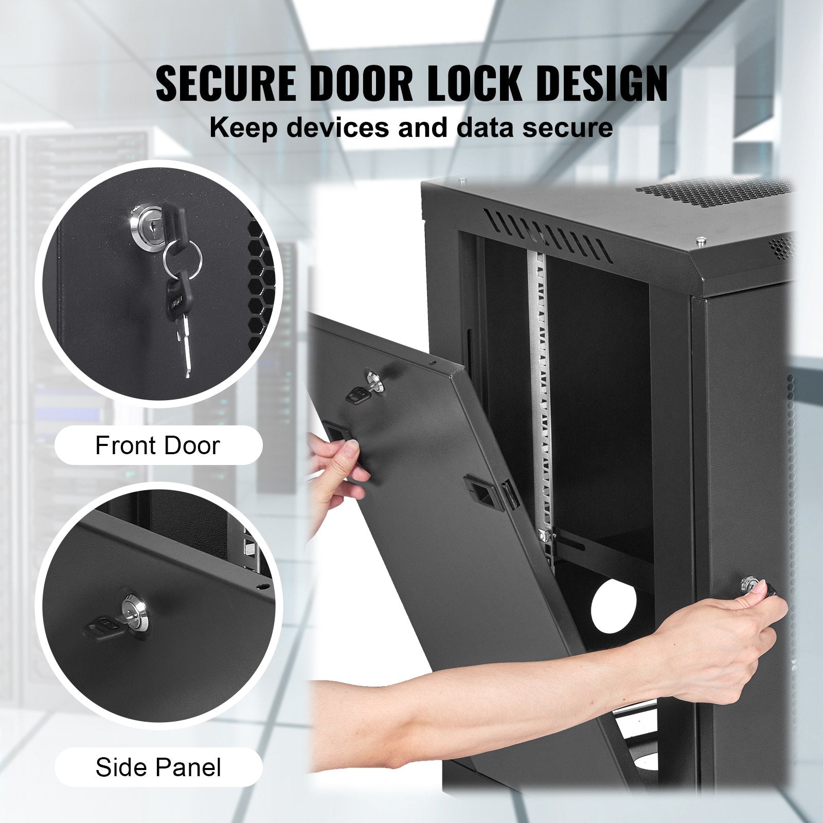 12U Wall Mount Network Server Cabinet 15.5'' Deep with Locking Door Panels