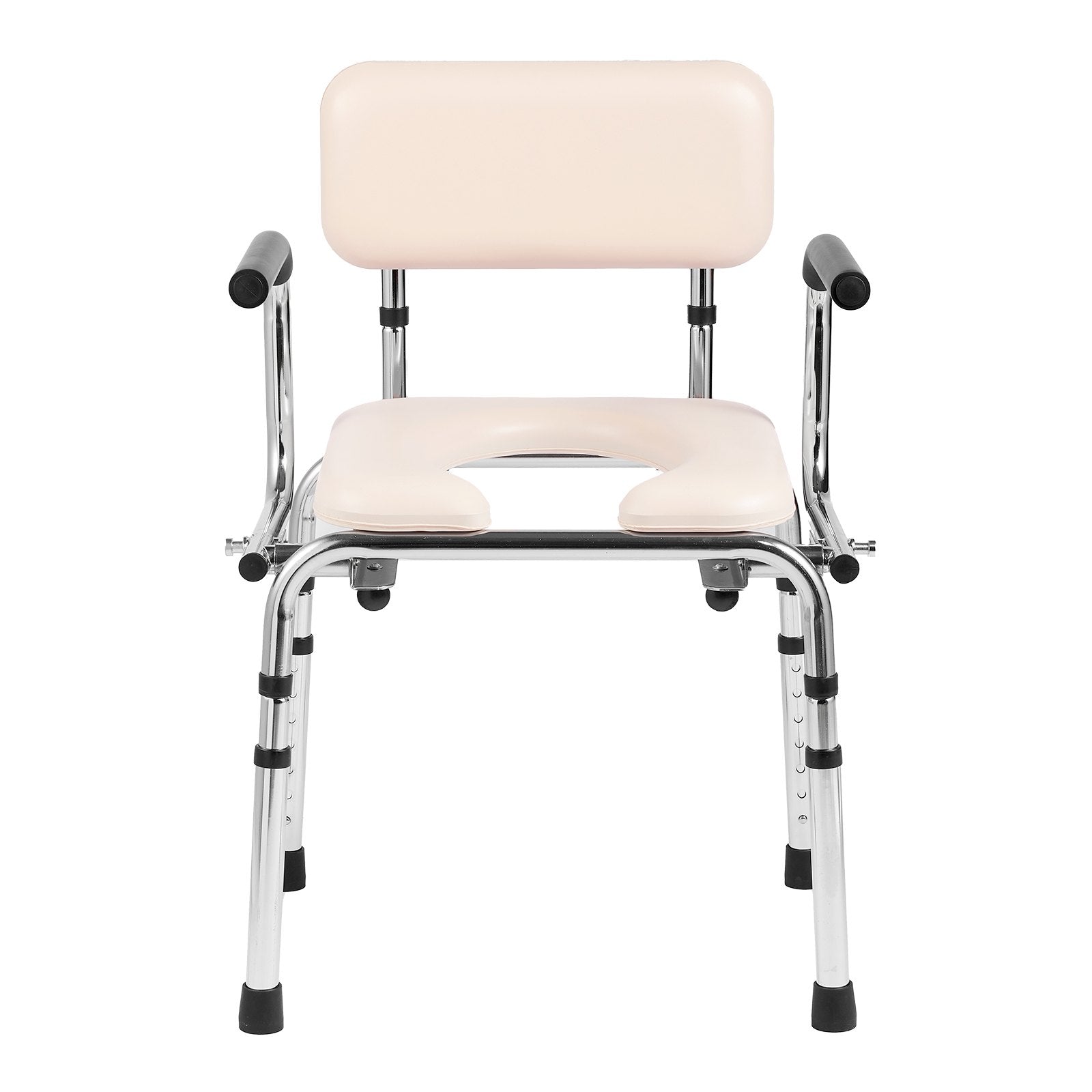 Commode Chair Bedside Padded Seat Drop-Down Arms 7-Level Adjustable 350LBS 5.8L
